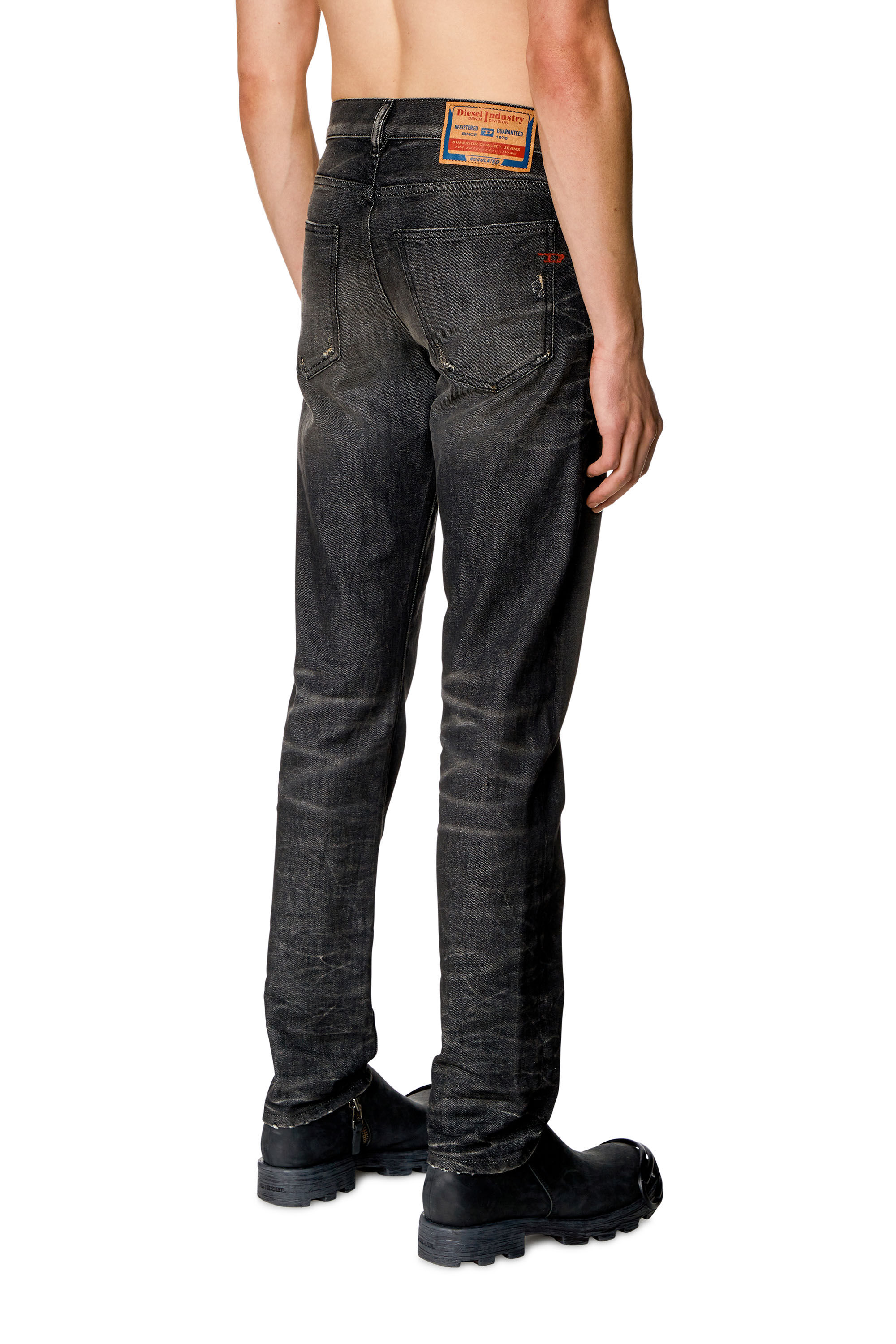Diesel - Slim Jeans 2019 D-Strukt 09H51, Nero/Grigio scuro - Image 4