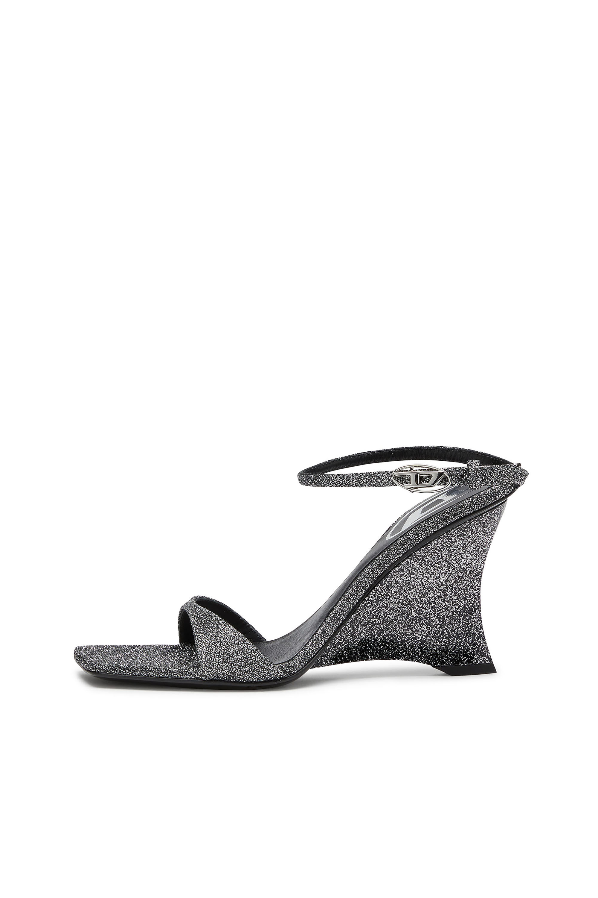 Diesel - D-AMBER SANDAL WEDGE, D-Amber-Wedge sandals in Lurex fabric Donna in Argento - 8
