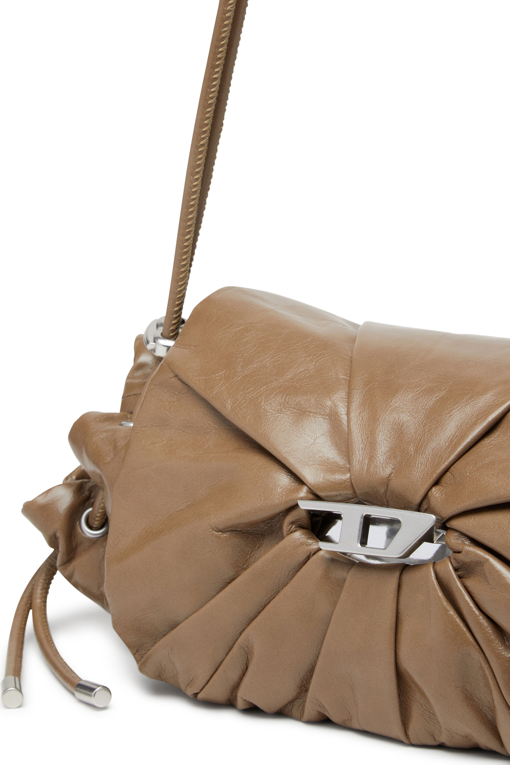 Diesel - SCRUNCH-D SHOULDER S, Borsa a spalla in pelle arricciata Donna in Marrone - 2
