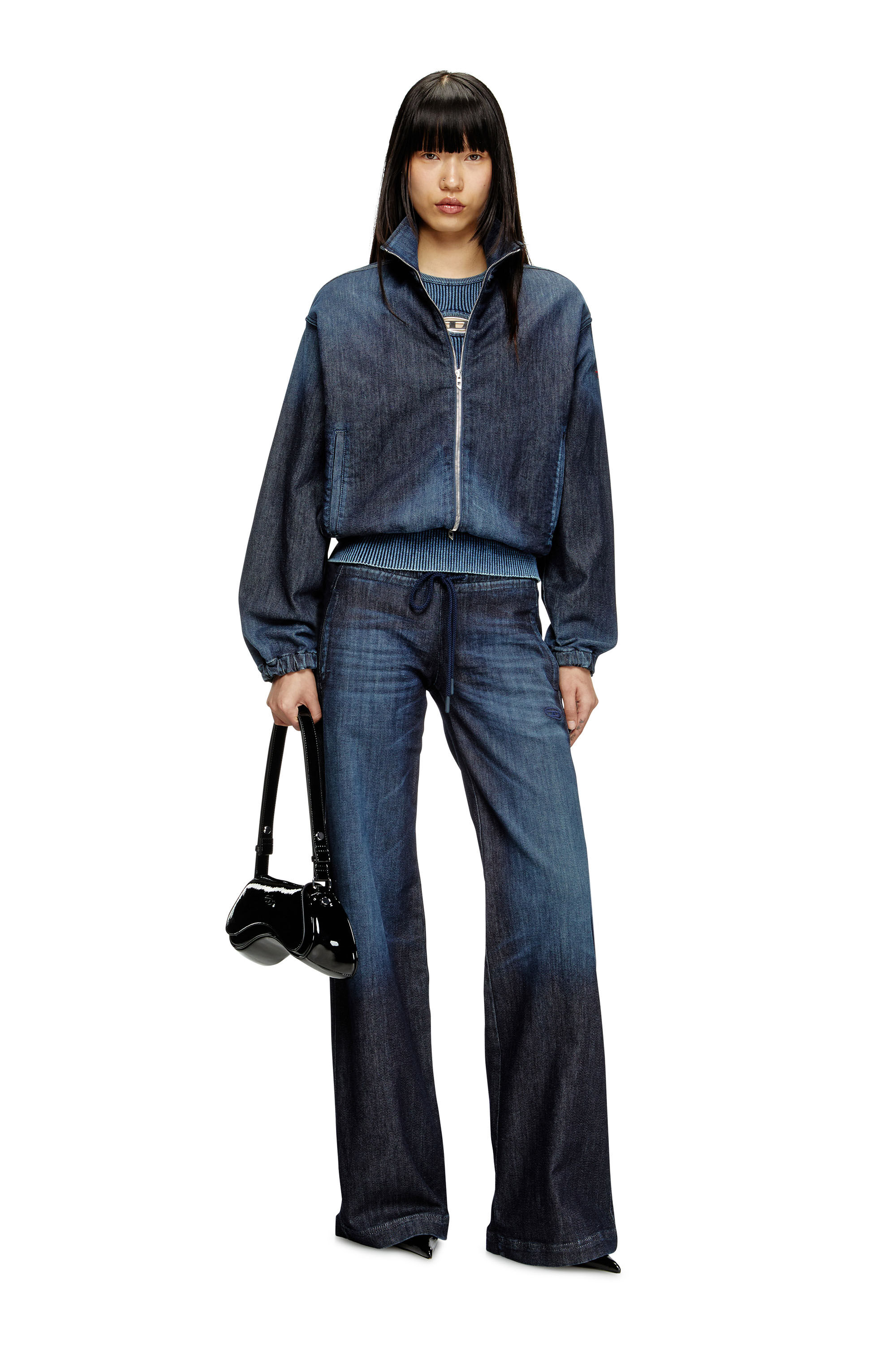Diesel - DE-SANDERZ JOGG, Giacca a collo alto in JoggJeans Donna in Blu - 1