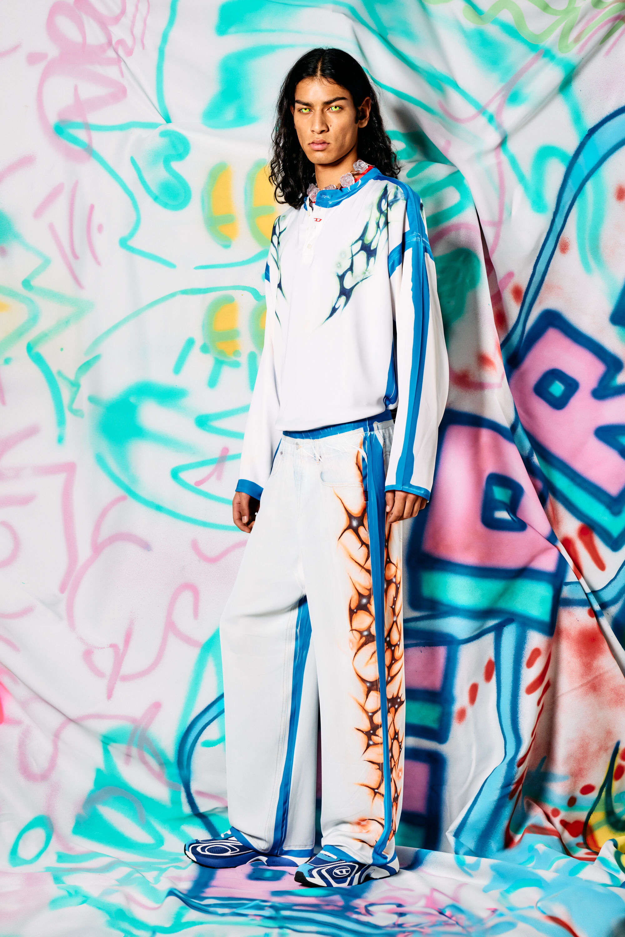 Diesel - P-AFTER-GRAFFITI-JAP, Pantalone relaxed con stampa graffiti Unisex in Multicolor - 1