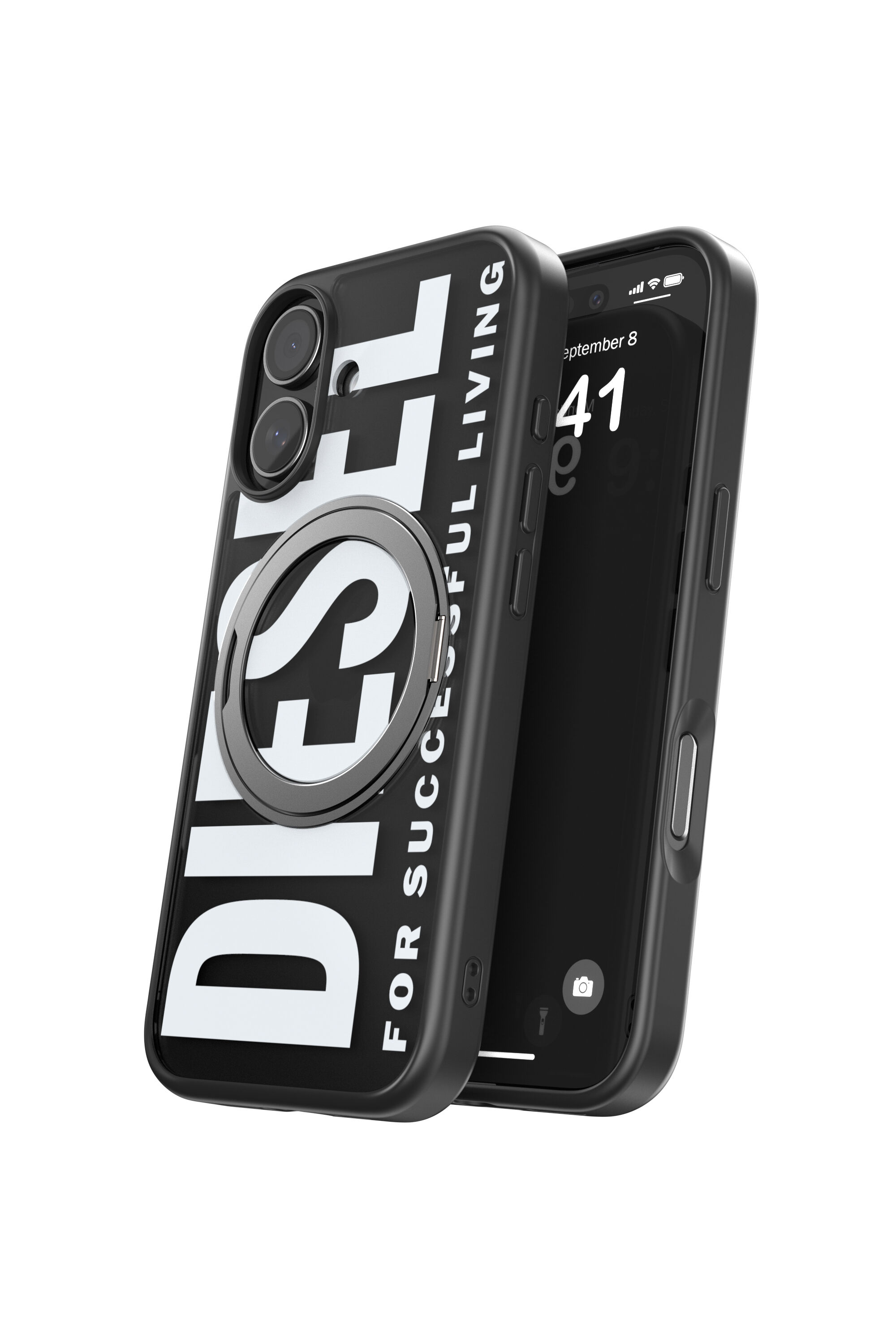 Diesel - 60403 RING STAND CASE, Custodia Ringstand-Magsafe per iPhone 17 Unisex in Nero - 3