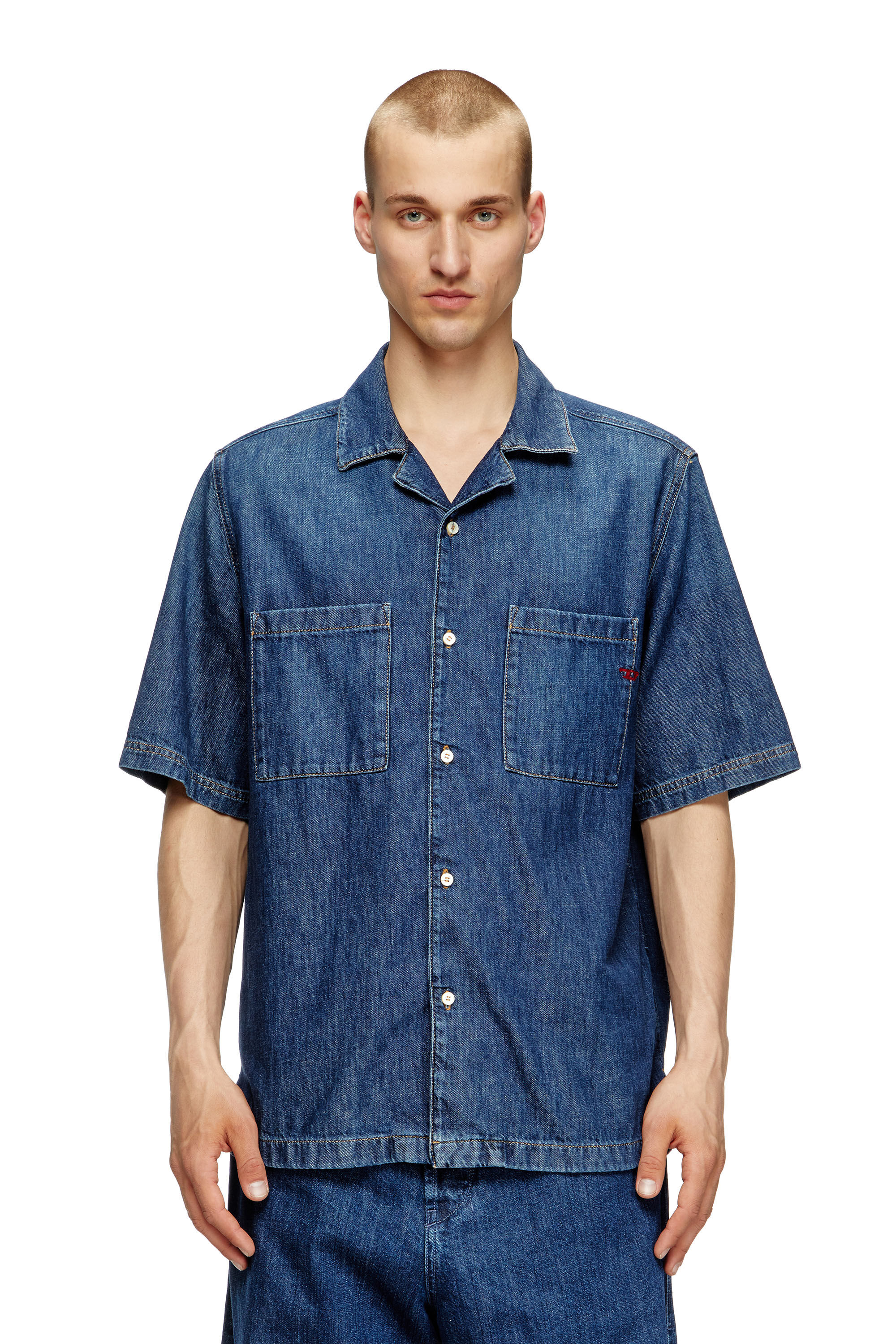 Diesel - D-PAROSHORT, Camicia bowling in denim Uomo in Blu - 3
