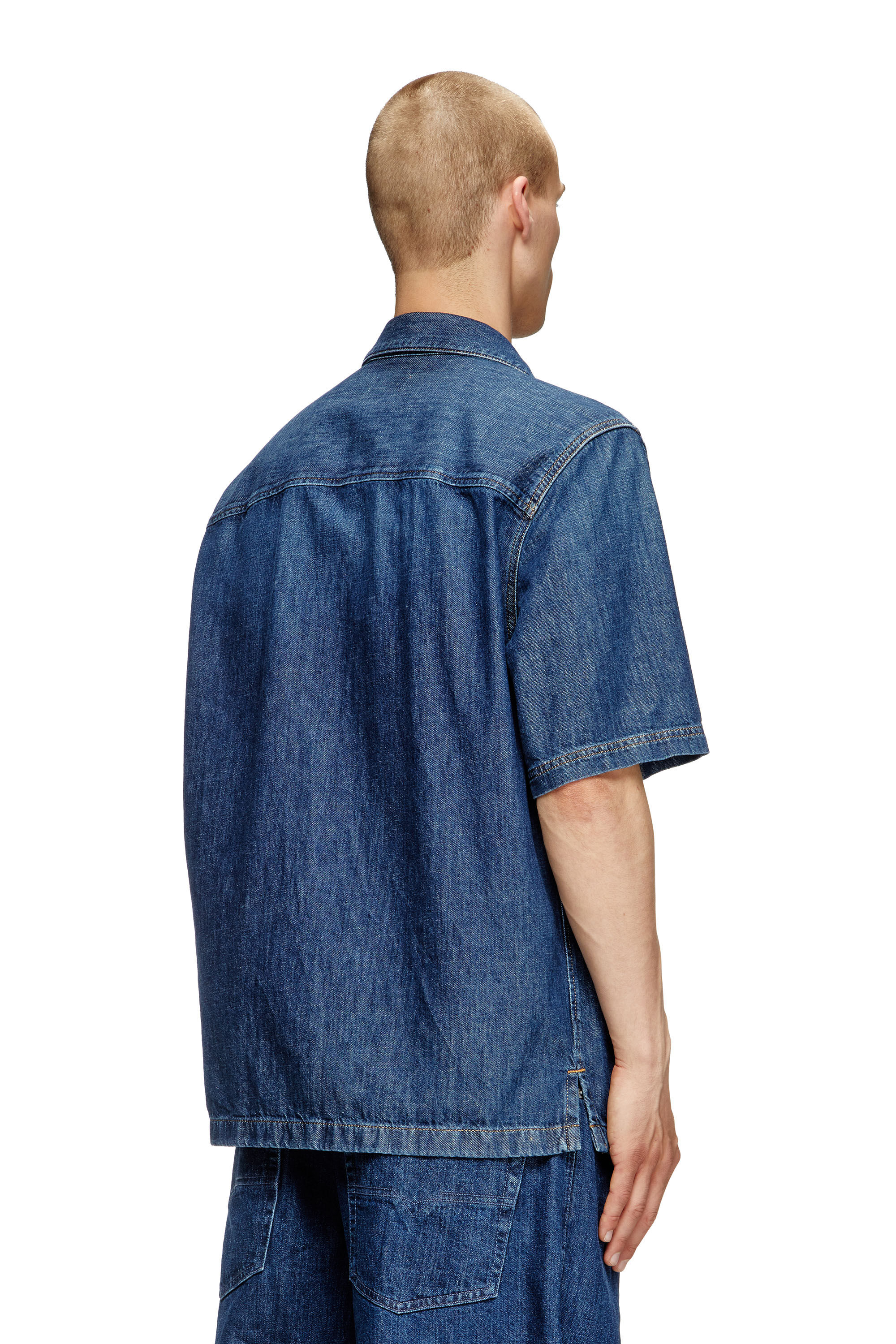 Diesel - D-PAROSHORT, Camicia bowling in denim Uomo in Blu - 4