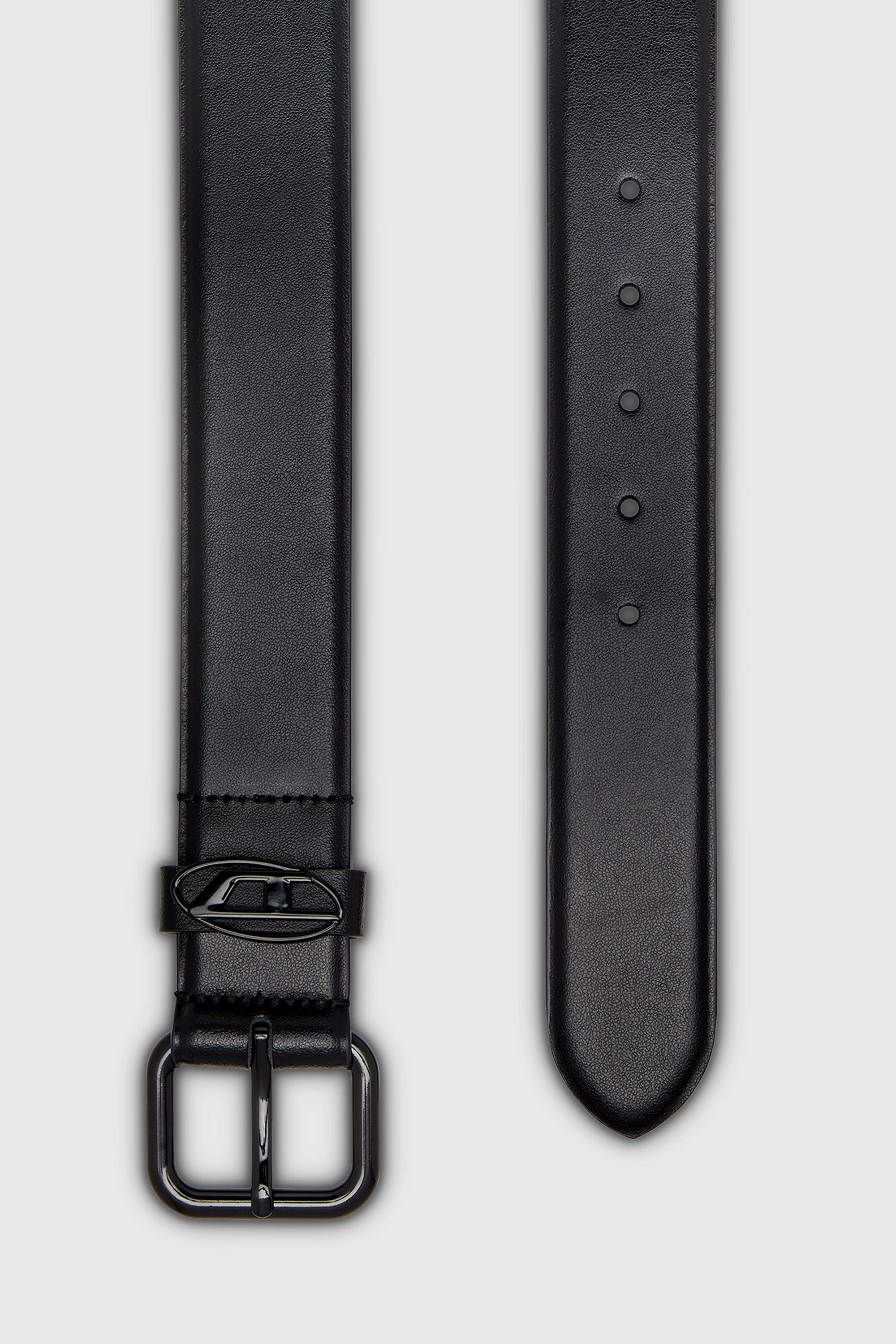 Diesel - B-1DR OVAL D LOOP, Cintura 3.9 cm in pelle con placca logo Unisex in Nero - 2