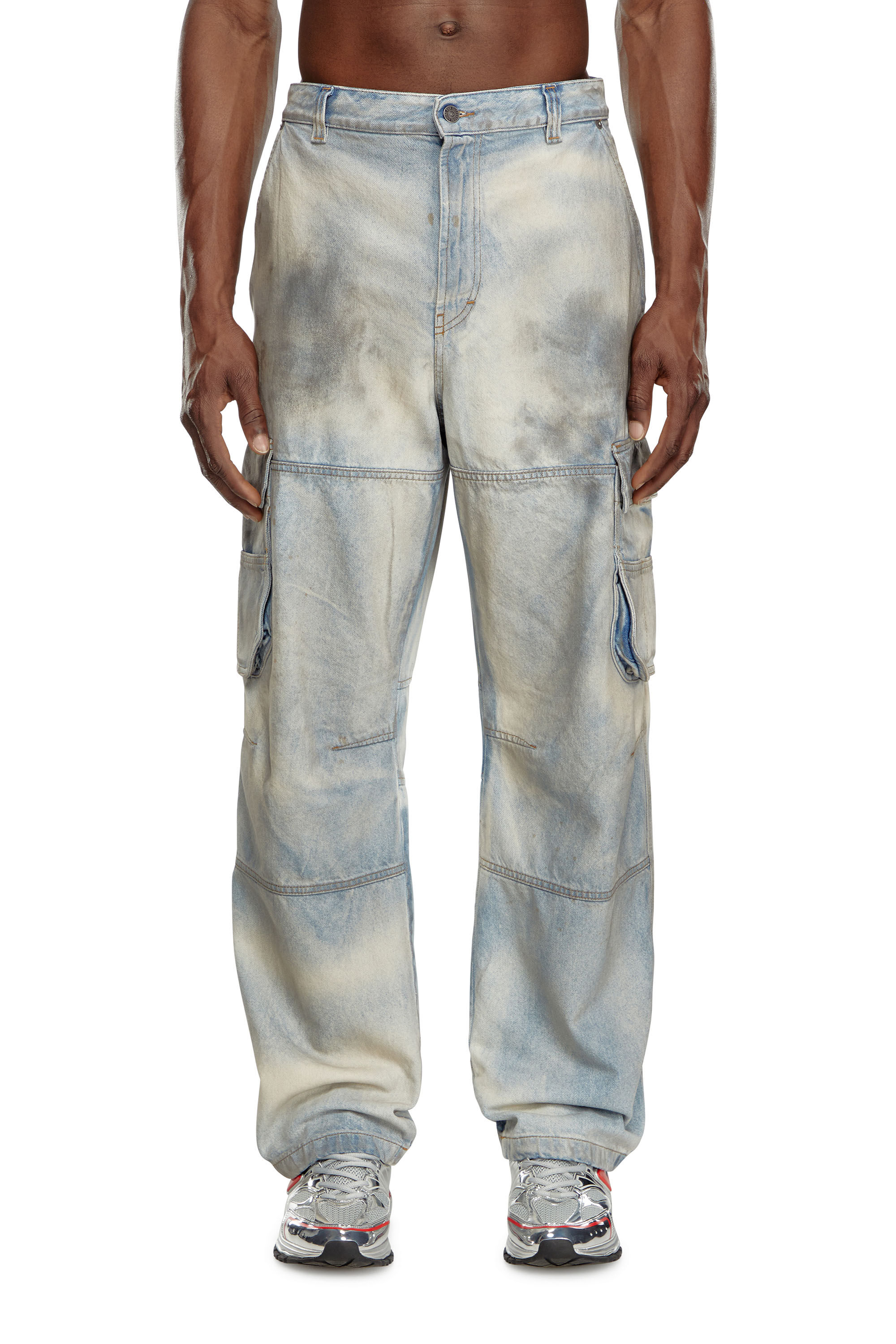 Diesel - Relaxed Jeans D-Fish 0CBDJ Uomo, Blu Chiaro - Image 3