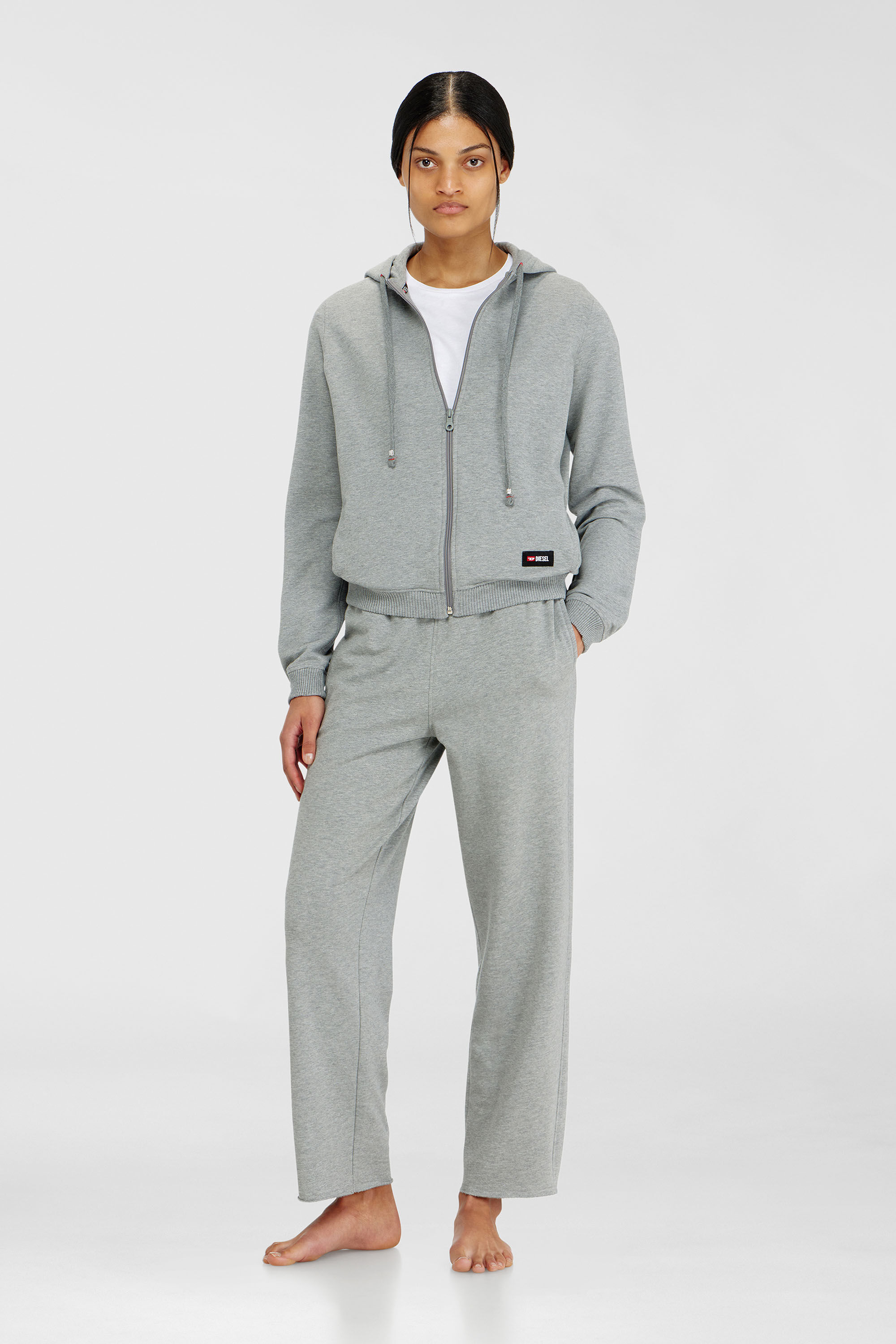 Diesel - HARRIET-D-CORE, Felpa con cappuccio in misto cotone smerigliato Donna in Grigio - 1
