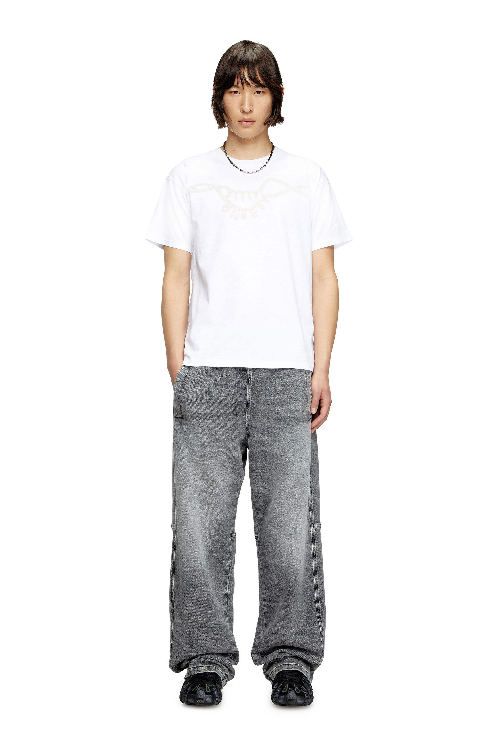Diesel - T-NORM-HOSHI, T-shirt con stampa collana Unisex in Bianco - 1