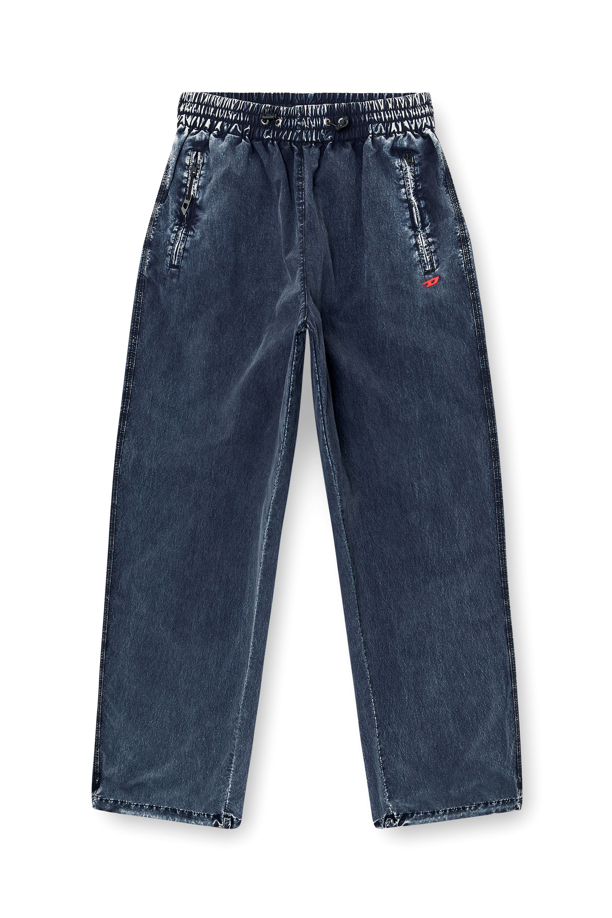 Diesel - P-APYRI, Pantaloni acid-wash in nylon taslan Donna in Blu - 2