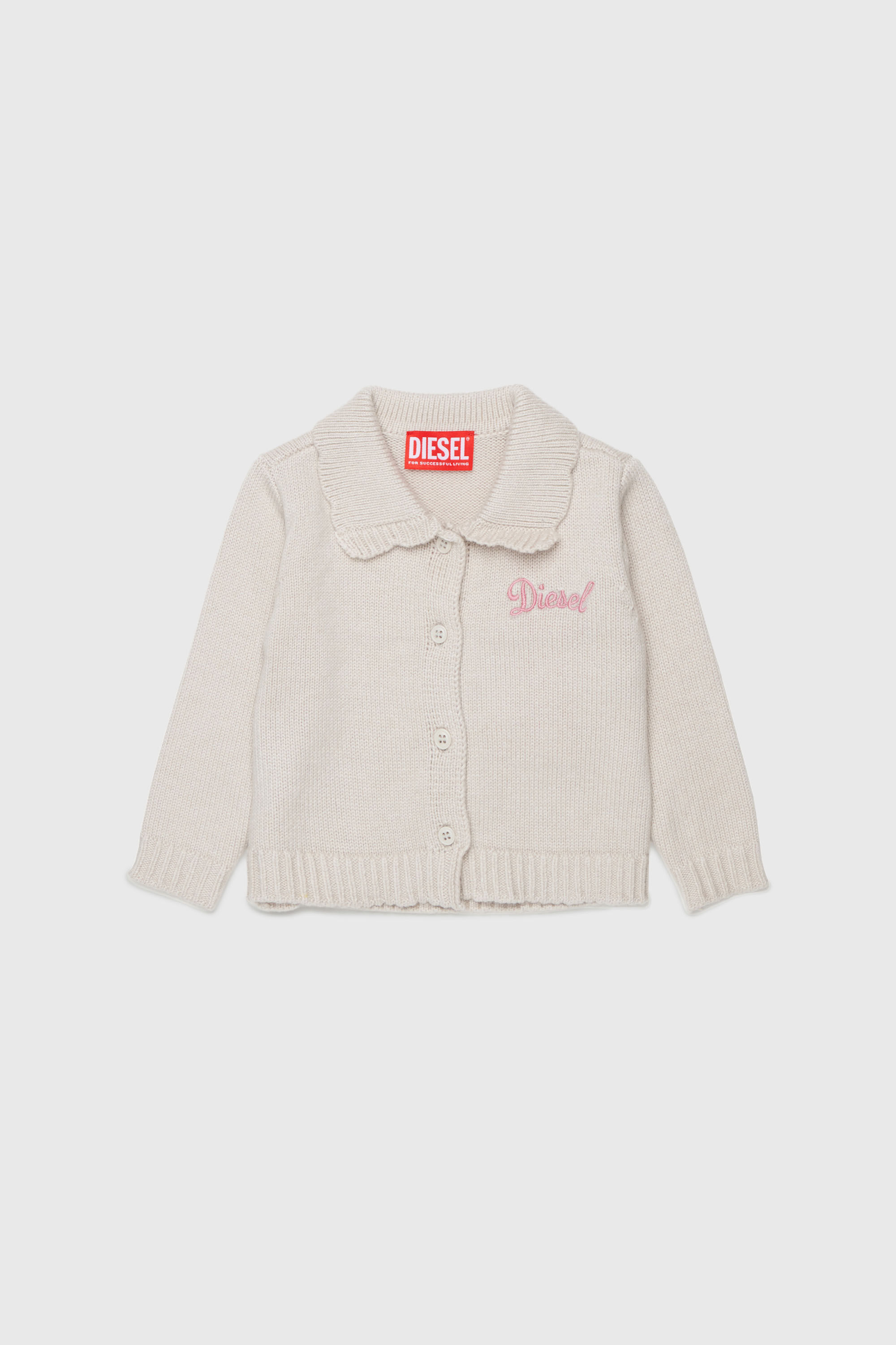 Diesel - KSCALOB, Cardigan in cachemire con colletto smerlato Donna in Bianco - 1