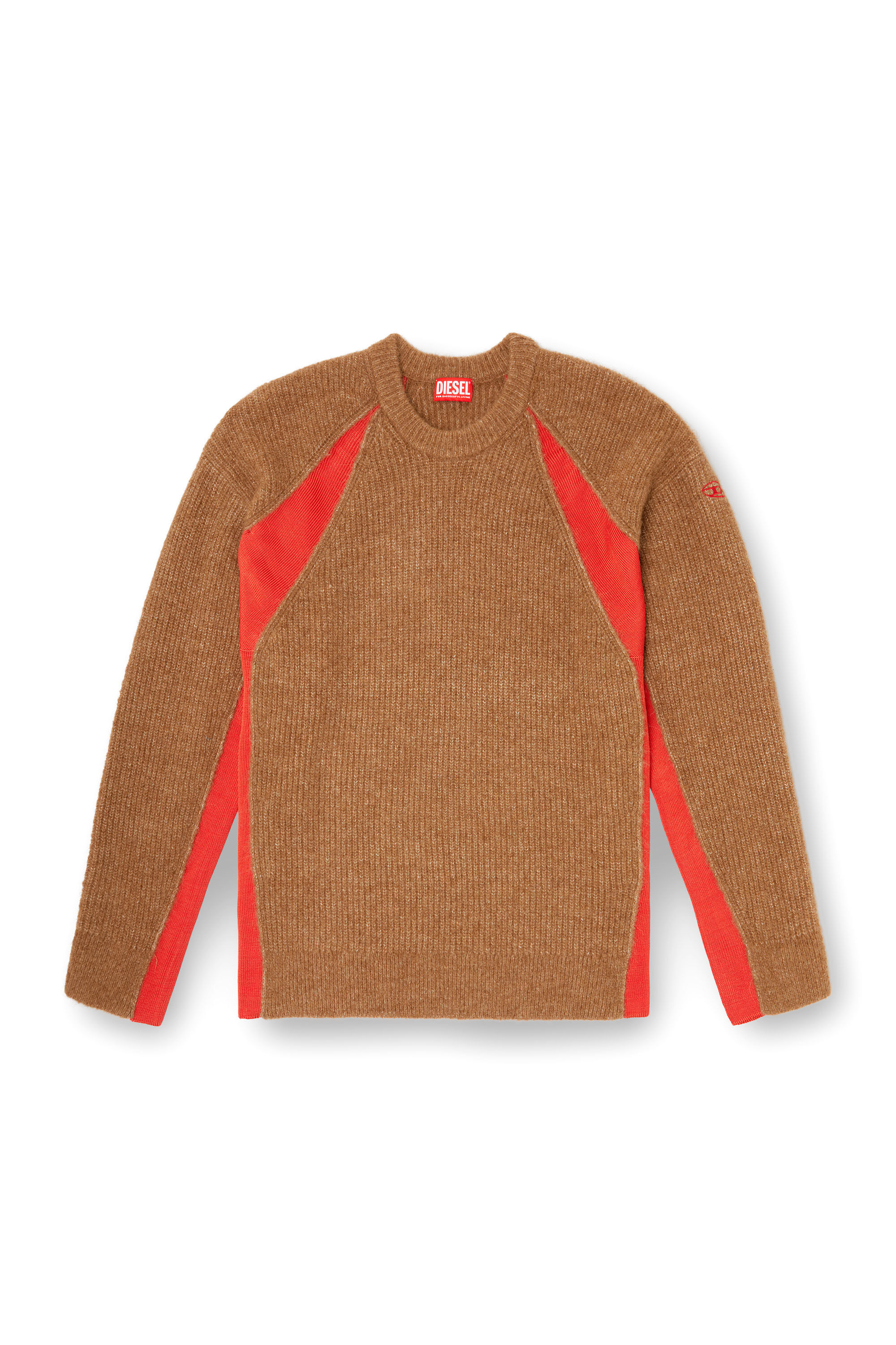 Diesel - K-LOLLO, Maglia misto alpaca con inserti a contrasto Uomo in Marrone - 2