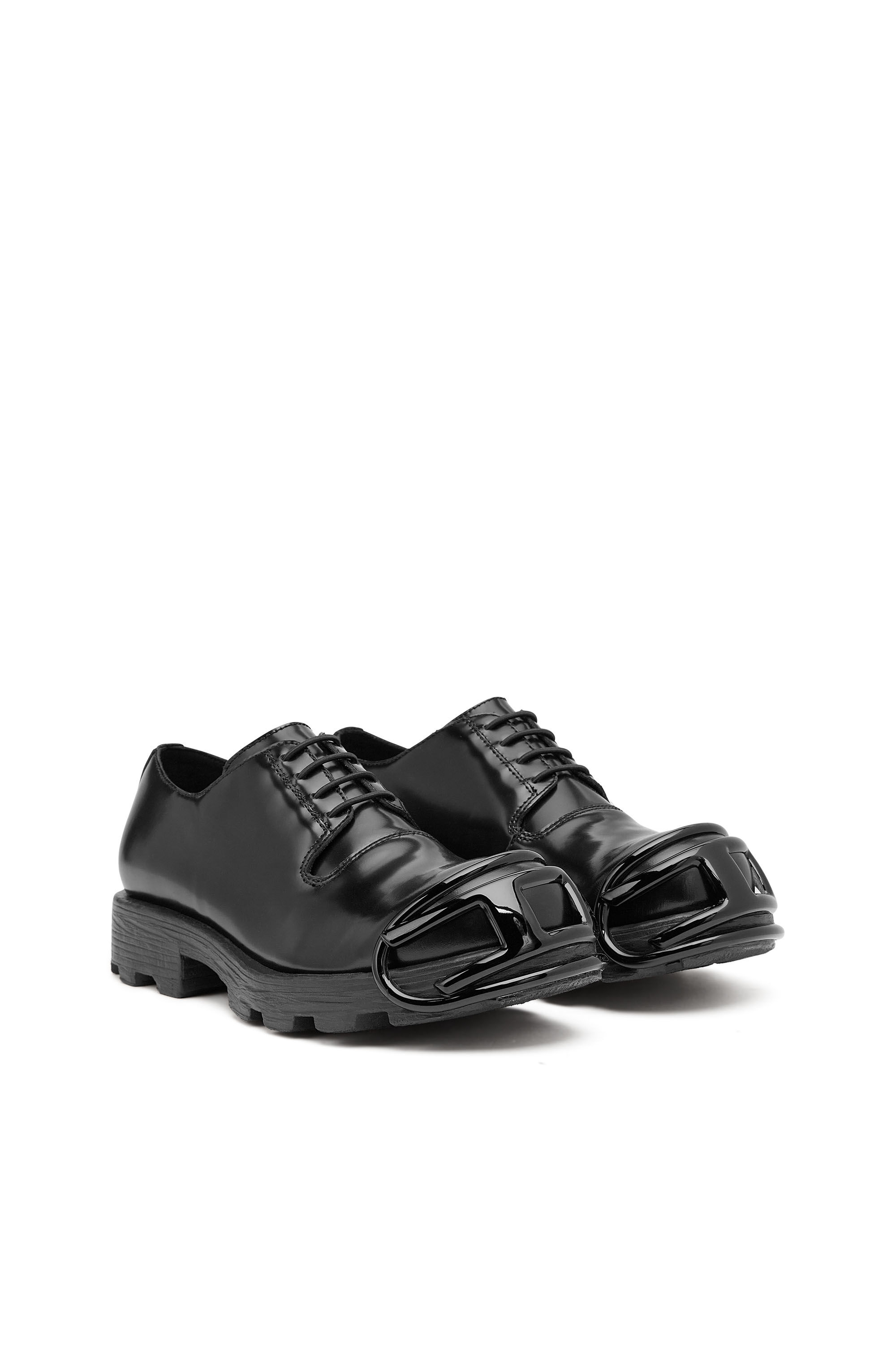 D Hammer Scarpe lace up in pelle con puntale oval D Uomo Nero Diesel