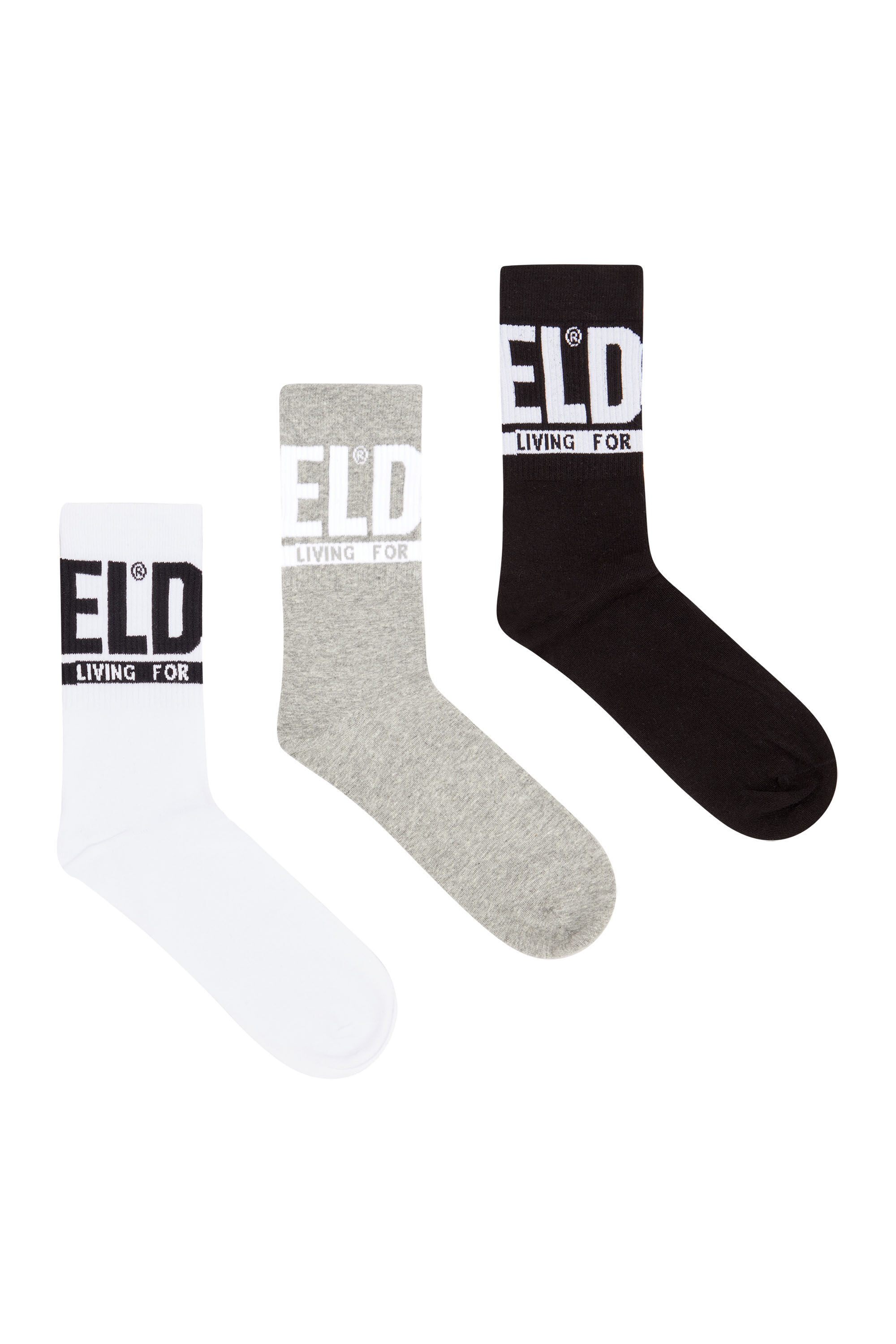 Diesel - SKM-RAY-THREEPACK, Set di tre calzini con logo sul polsino Uomo in Multicolor - 1