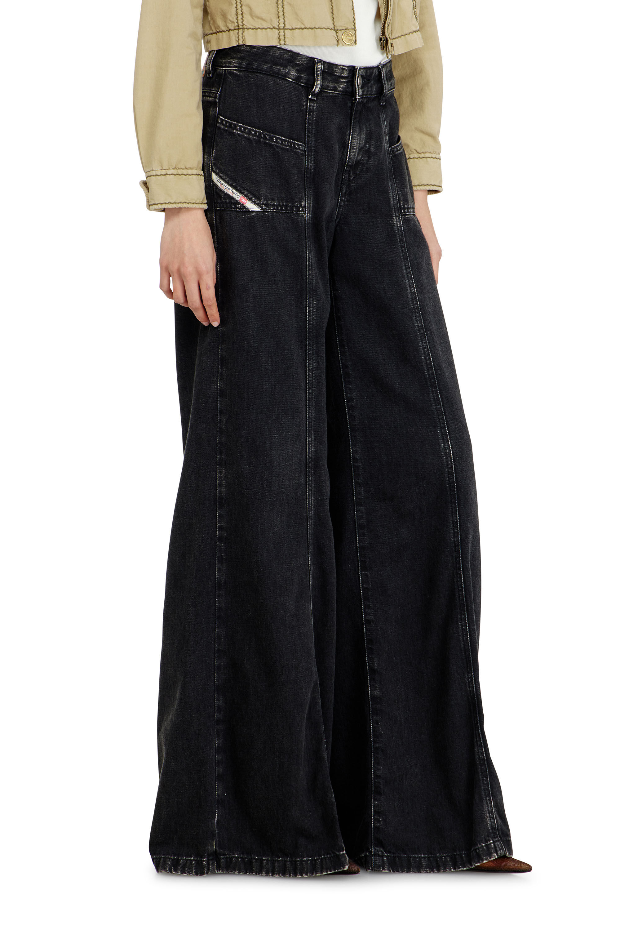 Diesel - Flare Jeans D-Akii 068HN Donna, Nero/Grigio scuro - Image 7