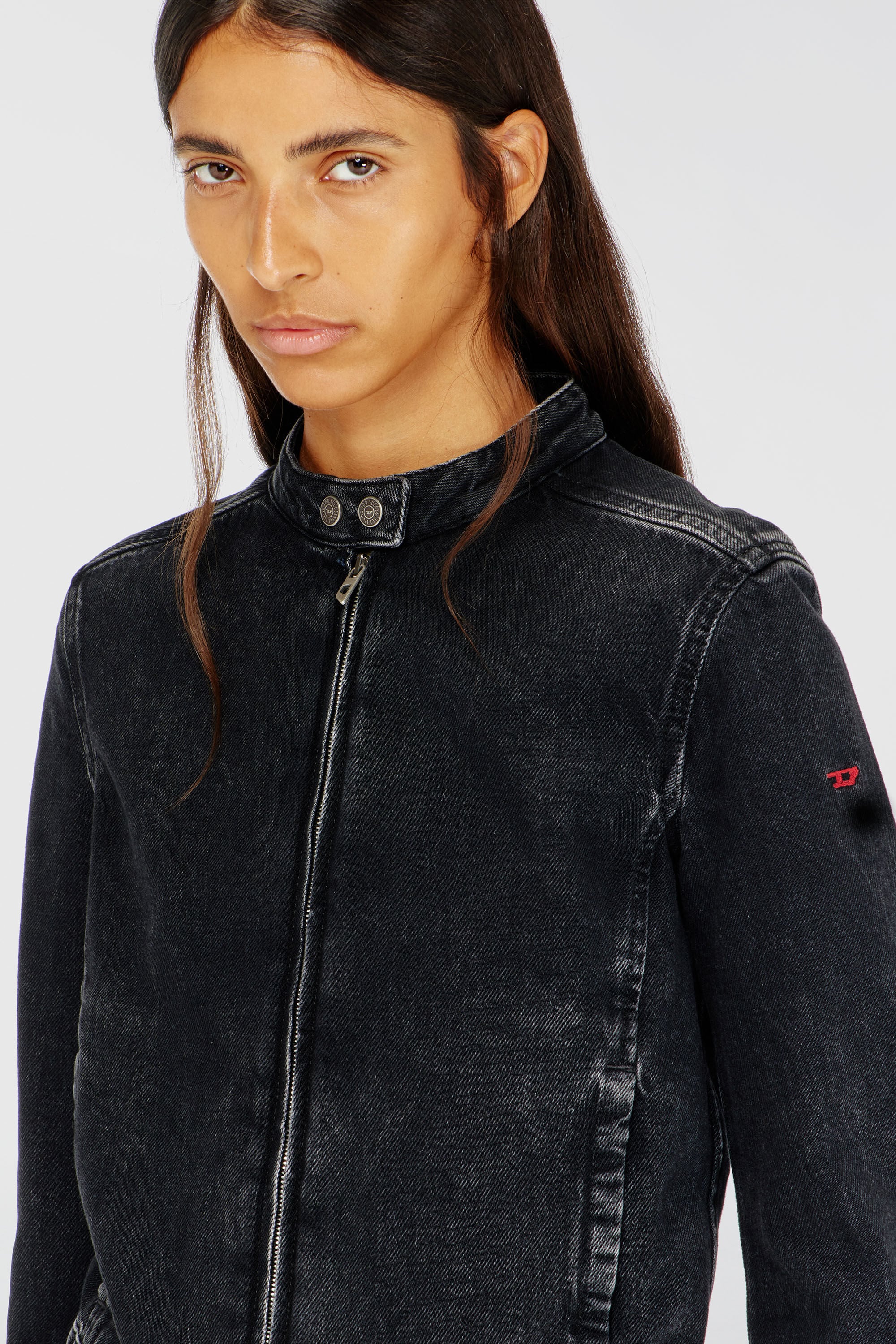 Diesel - DE-MORNIN, Giacca da motociclista in denim lavaggio clean Donna in Nero - 3