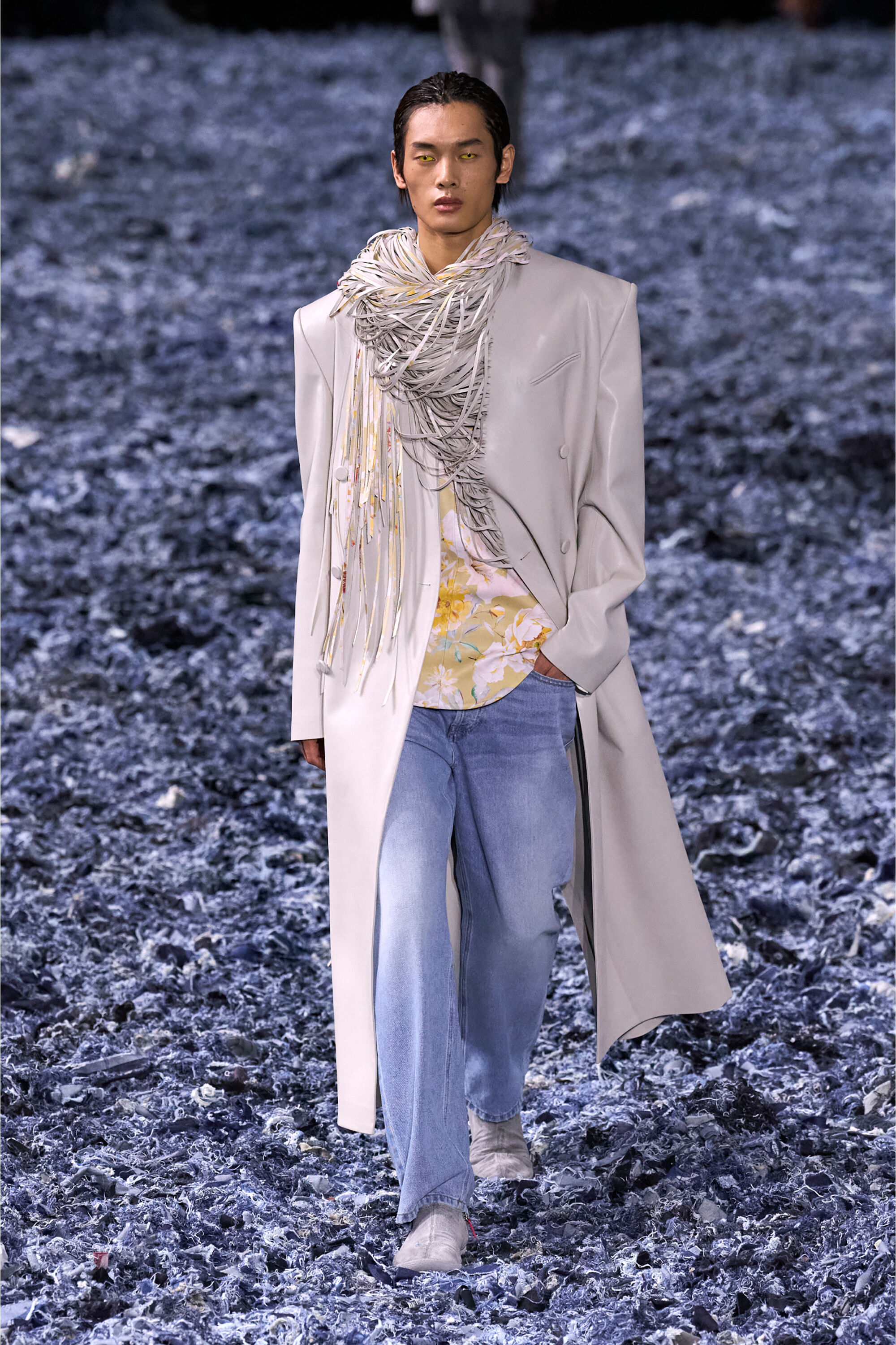 Diesel - J-ELDAR-A, Cappotto lungo con sciarpa a frange Uomo in Grigio - 6