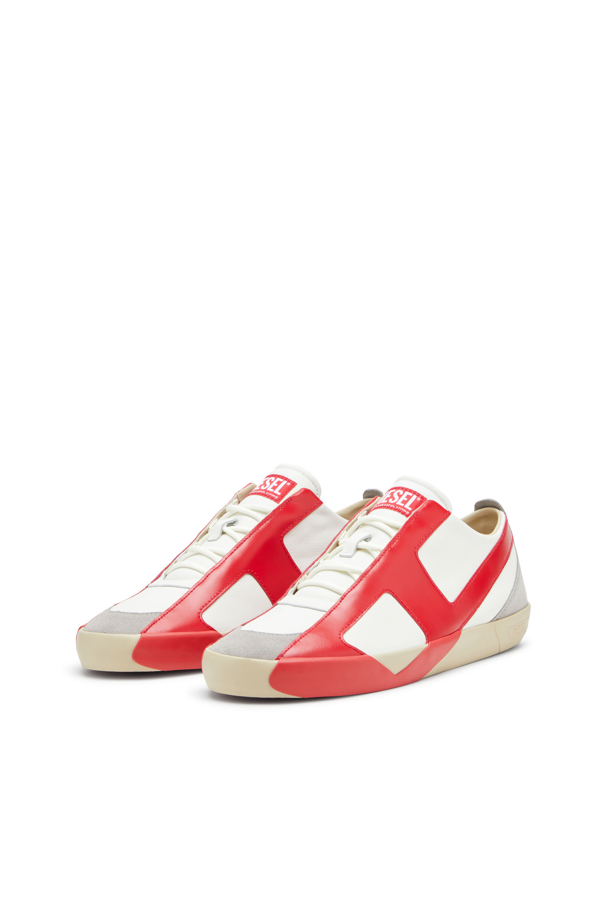 Diesel - S-SLANTE-D LOW, Sneakers in pelle e suede con logo D Uomo in ToBeDefined - 8