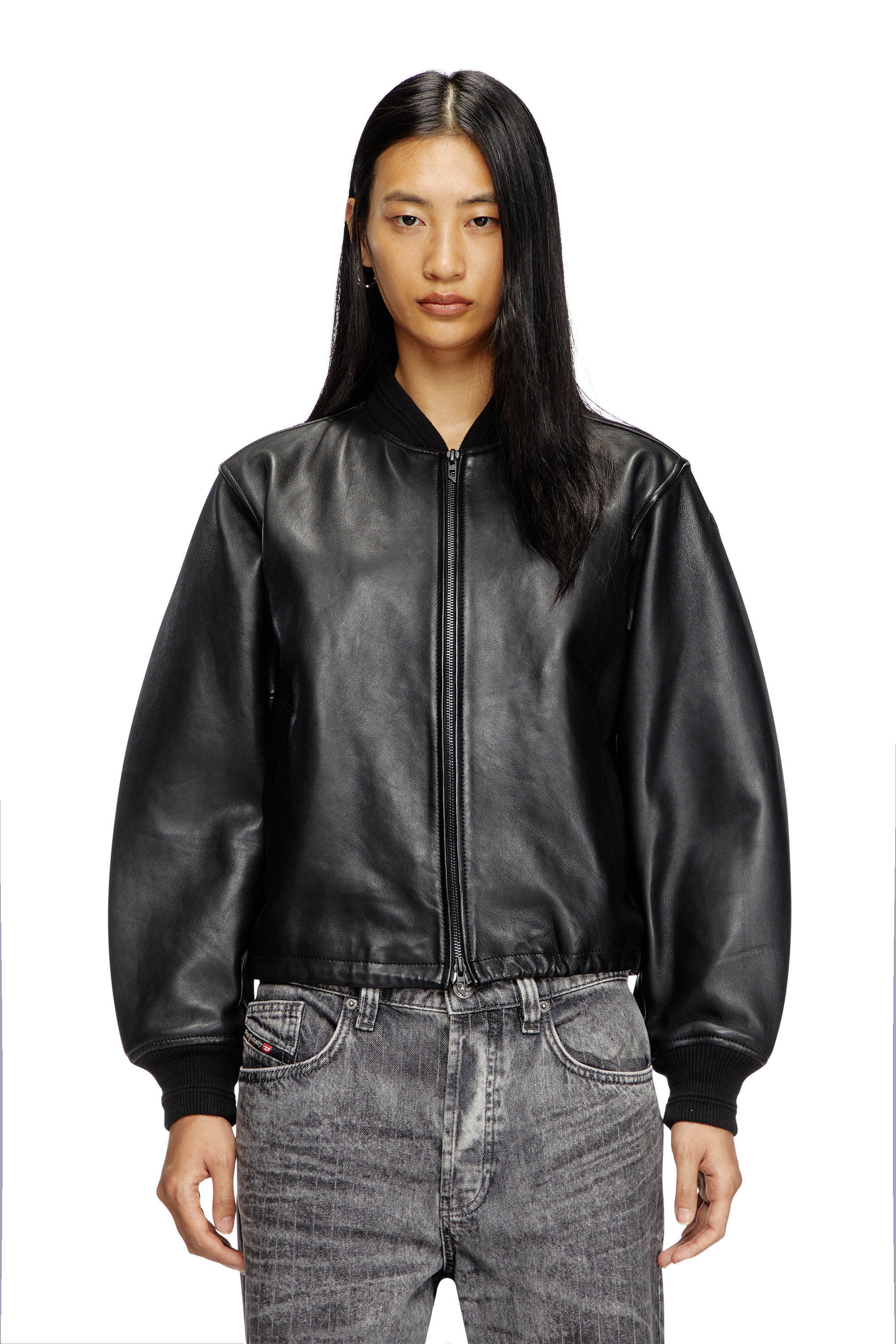 Diesel - L-ILYAN, Bomber in pelle Donna in Nero - 3