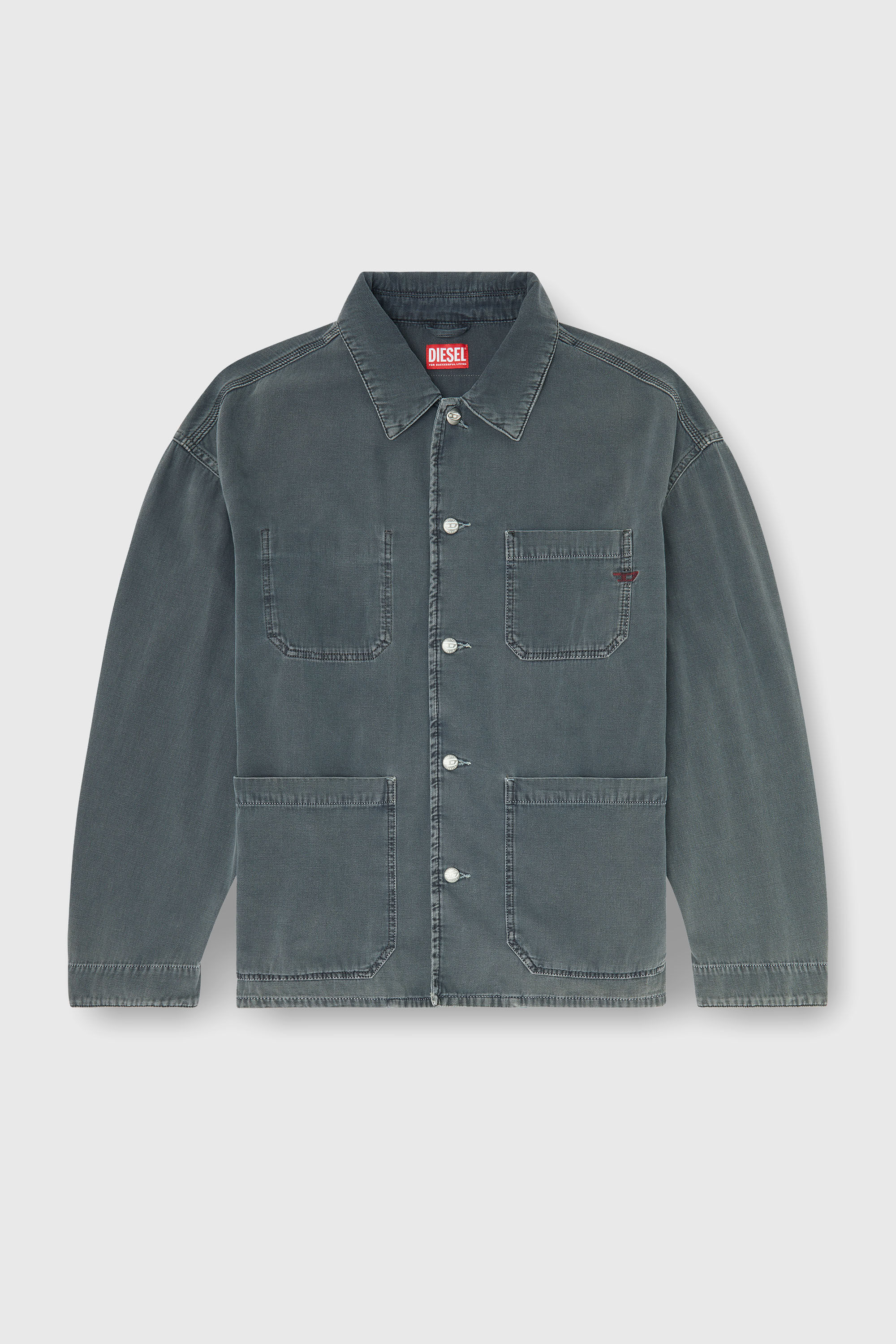 Diesel - D-STACK-U, Giacca utility in denim colorato Unisex in Grigio - 2