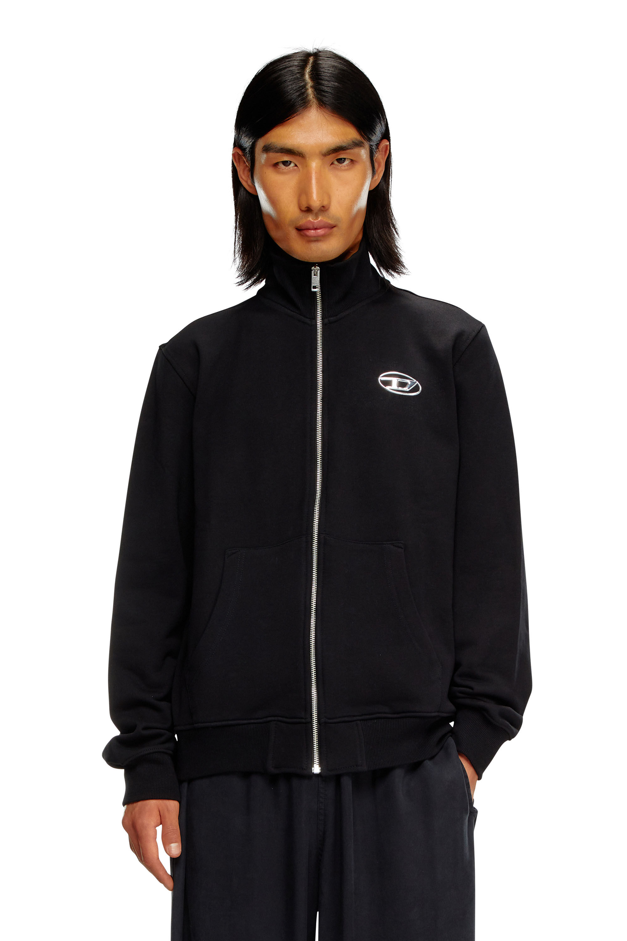 Felpa con zip e logo metallizzato Uomo S GINNI ZIP OD Diesel