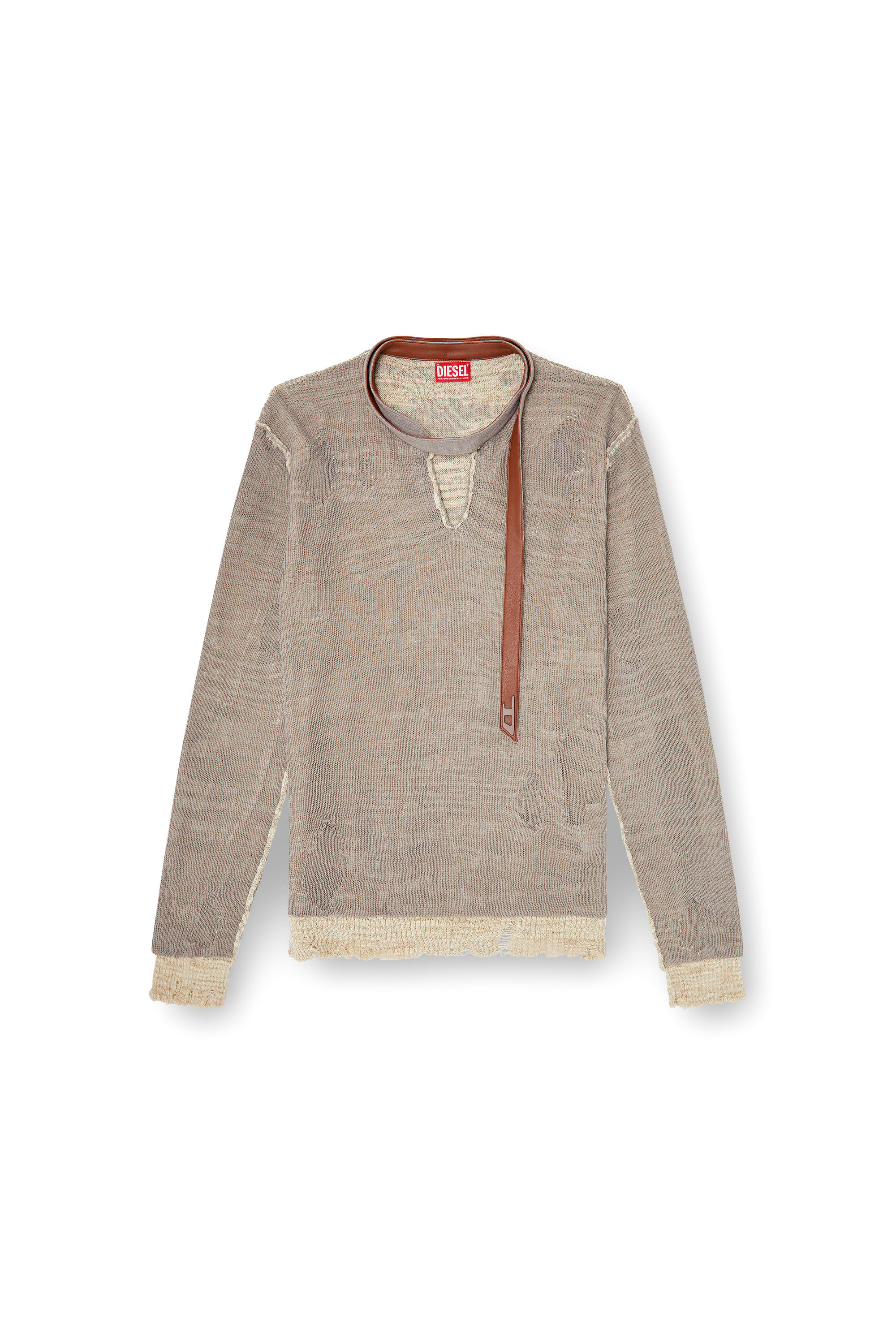 Diesel - K-DAIANERIS, Pullover distressed con cinturino biker Uomo in Marrone - 2