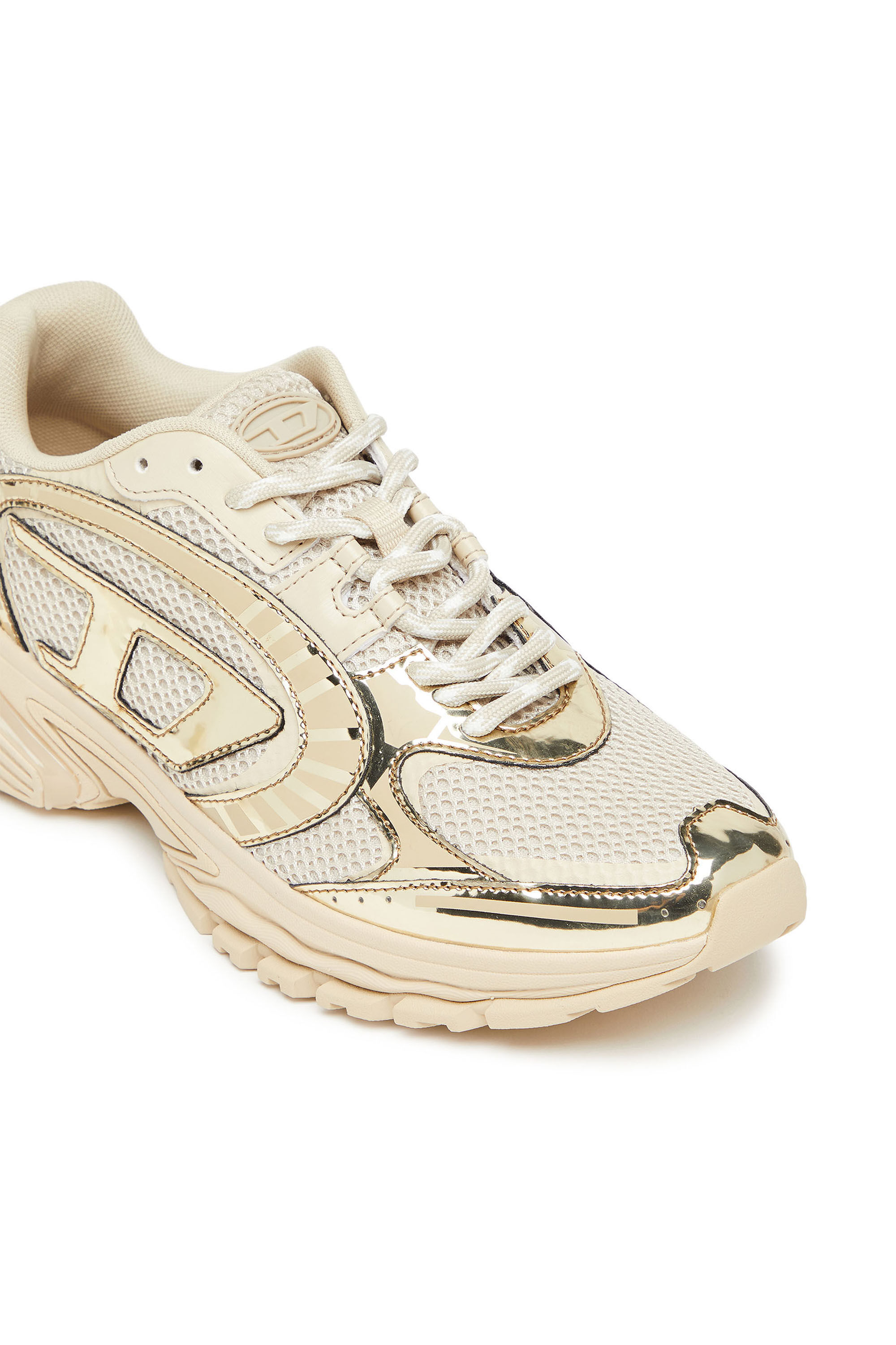 Diesel - S-PRO-V-DENSE LOW W, S-Pro-V-Dense-Sneaker in rete metallizzata con logo Oval D Donna in Beige - 6