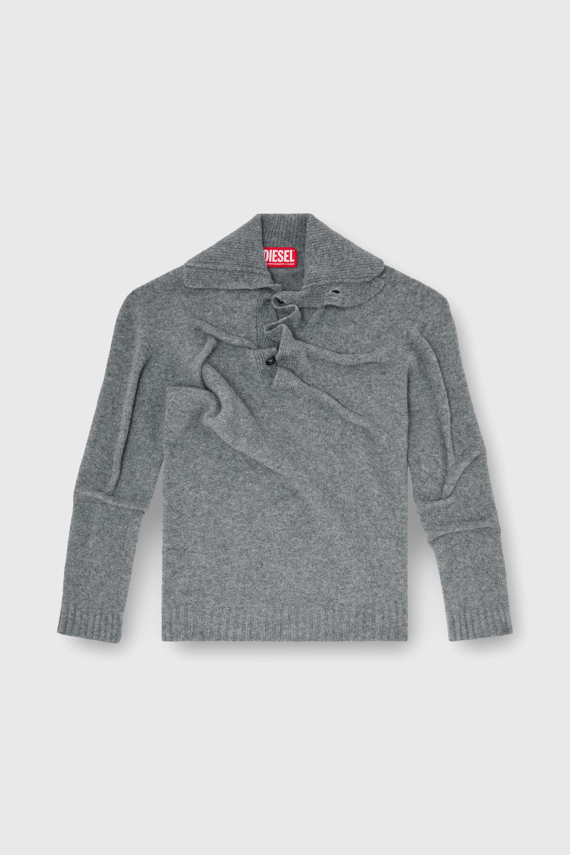 Diesel - K-ANDREW, Maglione con bottoni al collo in maglia cotta effetto stropicciato Uomo in ToBeDefined - 2
