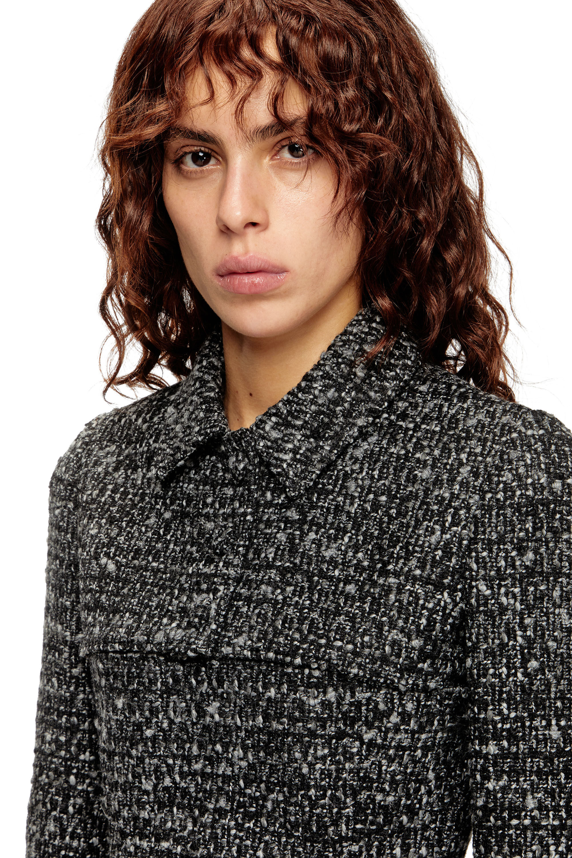 Diesel - G-ANNE, Giacca bouclé con orlo ultra-crop. Donna in Nero - 5