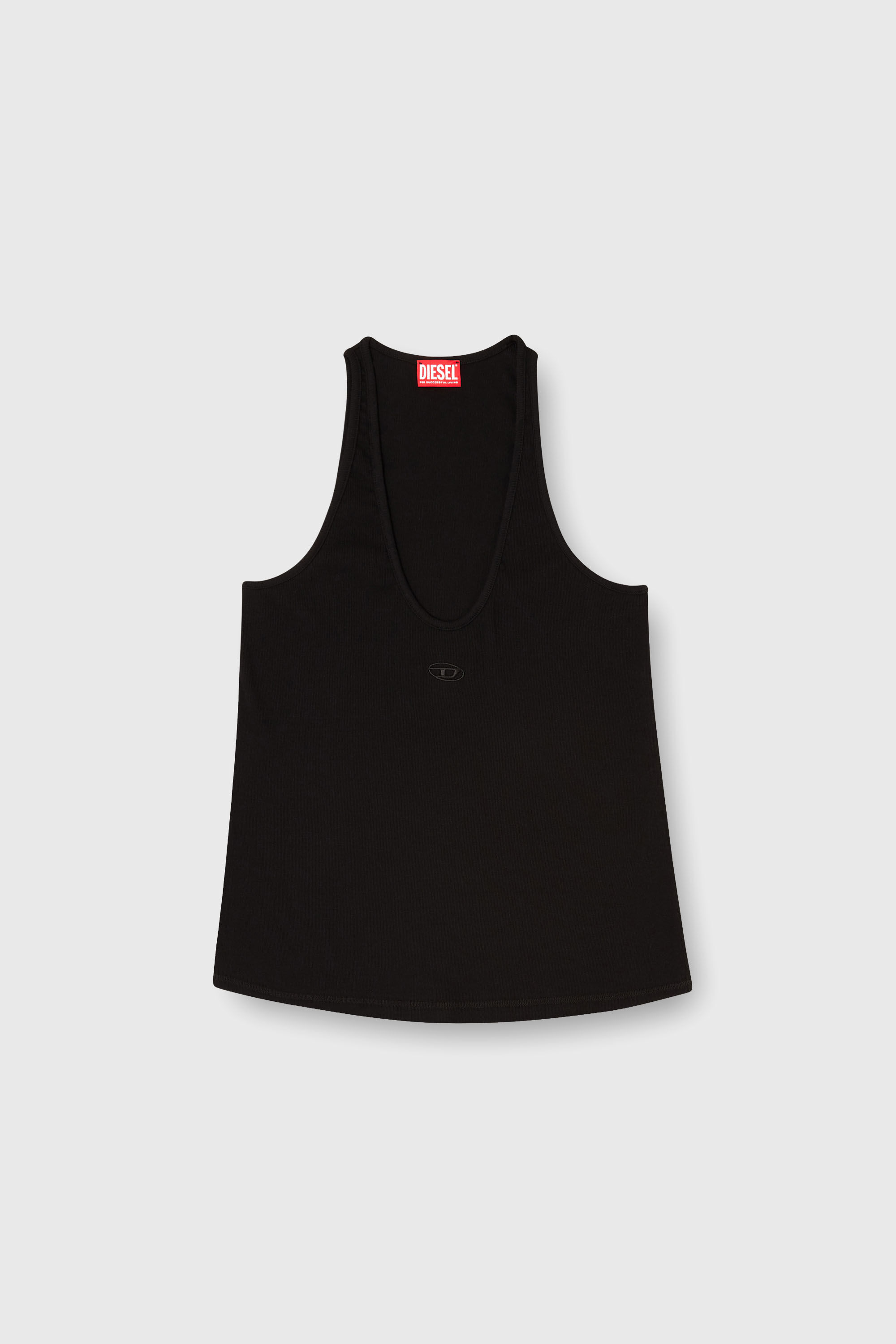 Diesel - T-IPSYA-LKDS, Canotta a costine con Oval D Donna in Nero - 2