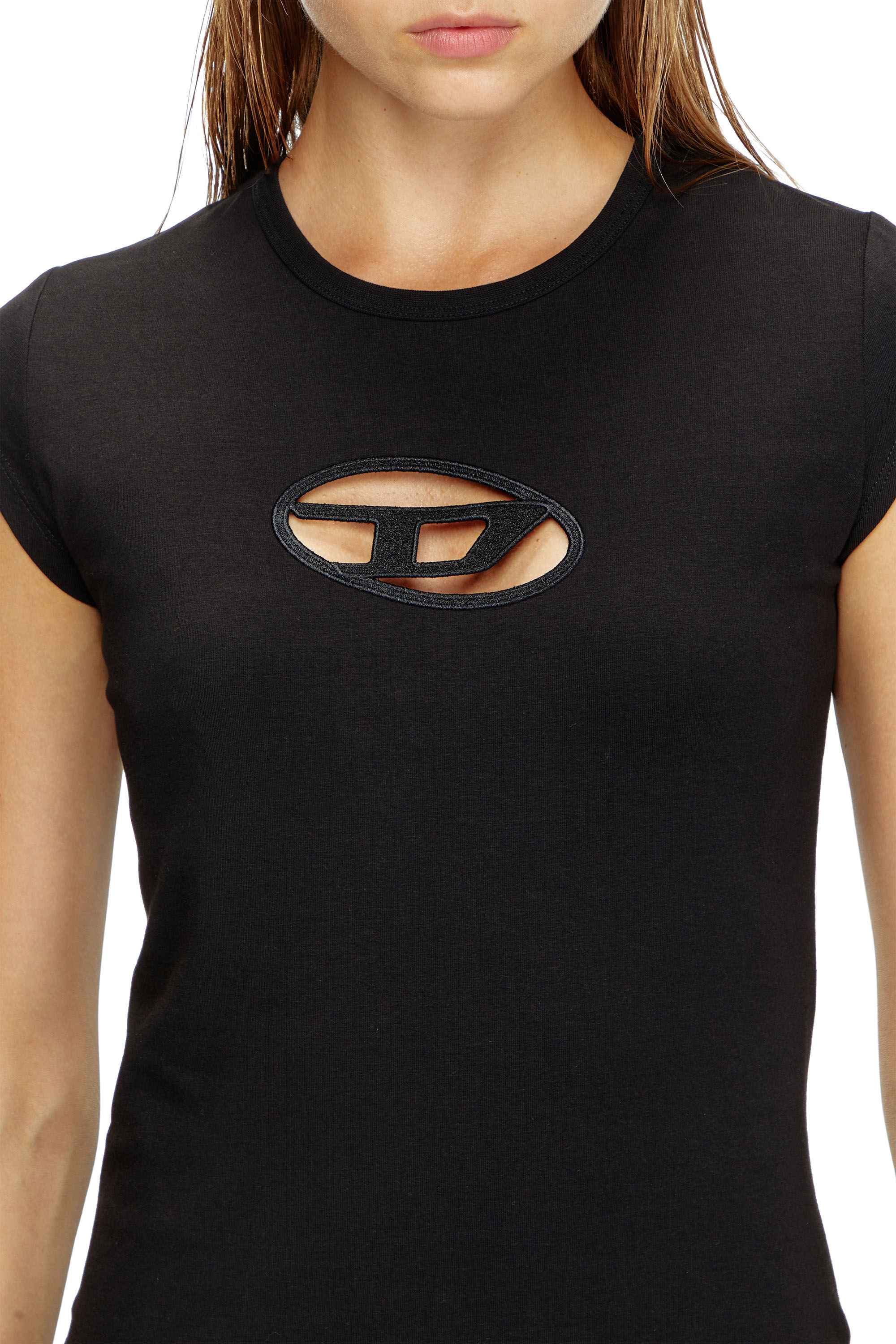 ワンピース Diesel Mini Abito A Collo Alto Con Logo D-ANGIEL Woman: Short dress cut-out D logo | Black | Diesel