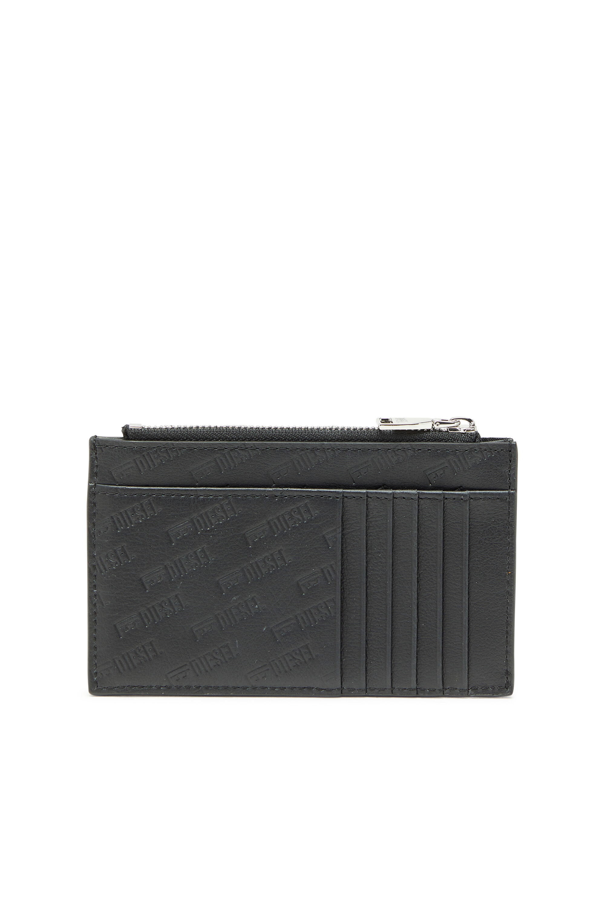 Diesel - MONOGRAM CARD CASE VI, Portacarte in pelle con tasca zip e lavorazione embossing Uomo in Nero - 2