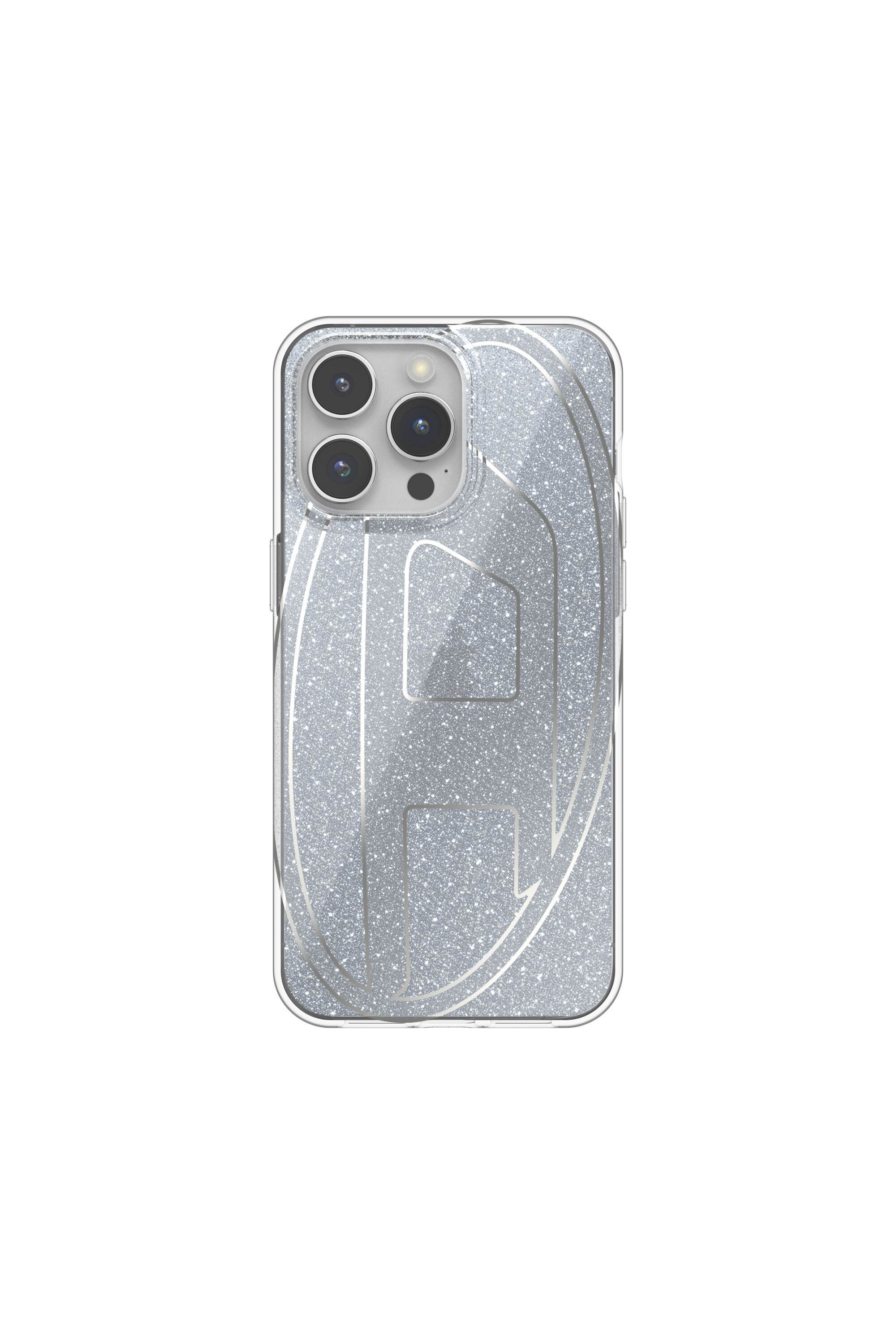 【DIESEL】60048 aop case iPhone 15 Pro Women's Glitter Case for iP 15 Pro Max | Silver | Diesel
