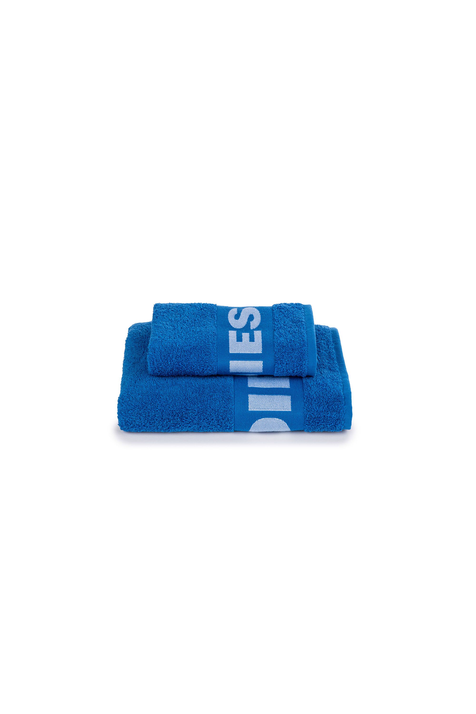 Diesel - 1015132 LOGO-COTTON TOWEL SET 1+1 BLUE, Logo-Asciugamano con Ospite in Cotone Unisex in Blu - 1
