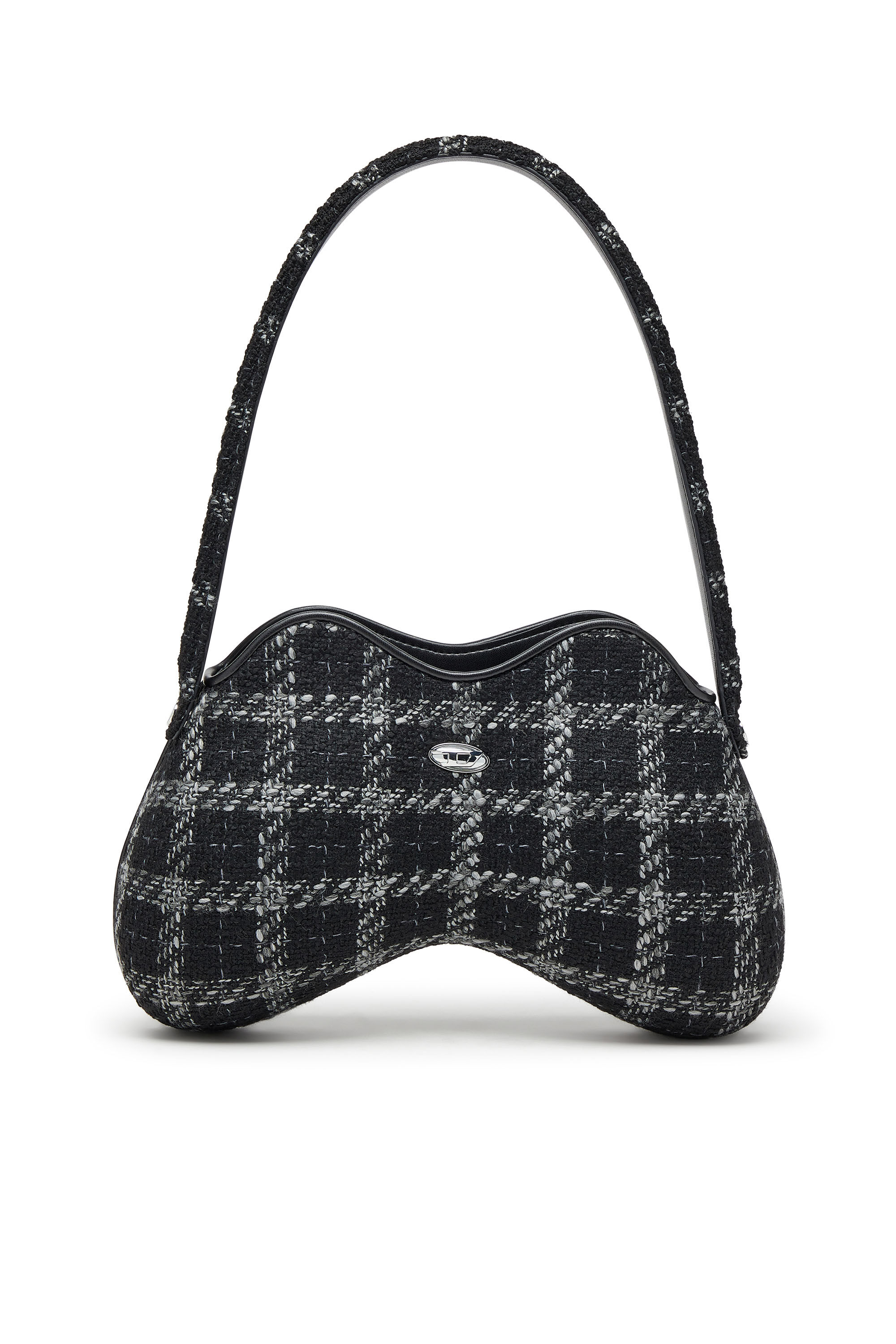 Diesel - DOUBLE-D SHOULDER, Double-D-Borsa a spalla con motivo pied-de-poule Donna in Nero - 1