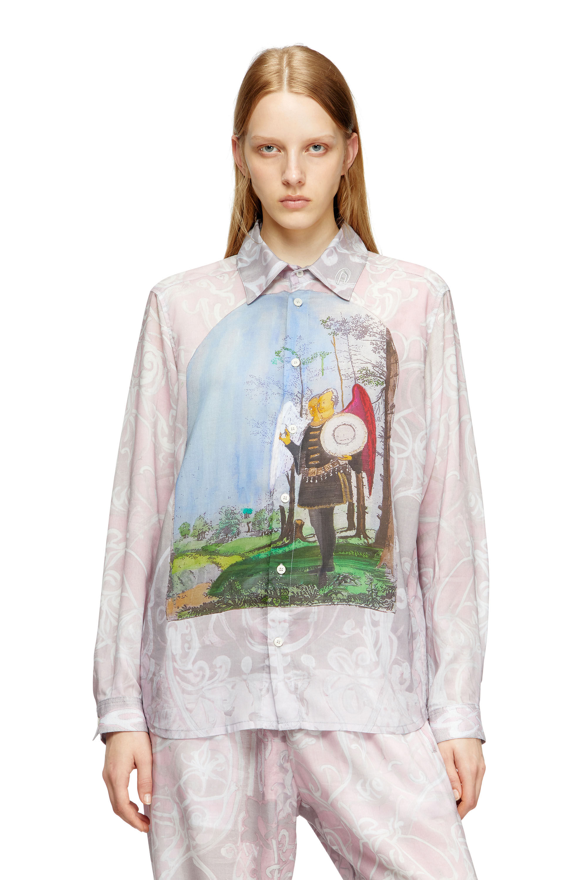 Diesel - S-SIMPLY-A-AJFW, Camicia con stampe medievali Unisex in Rosa - 5