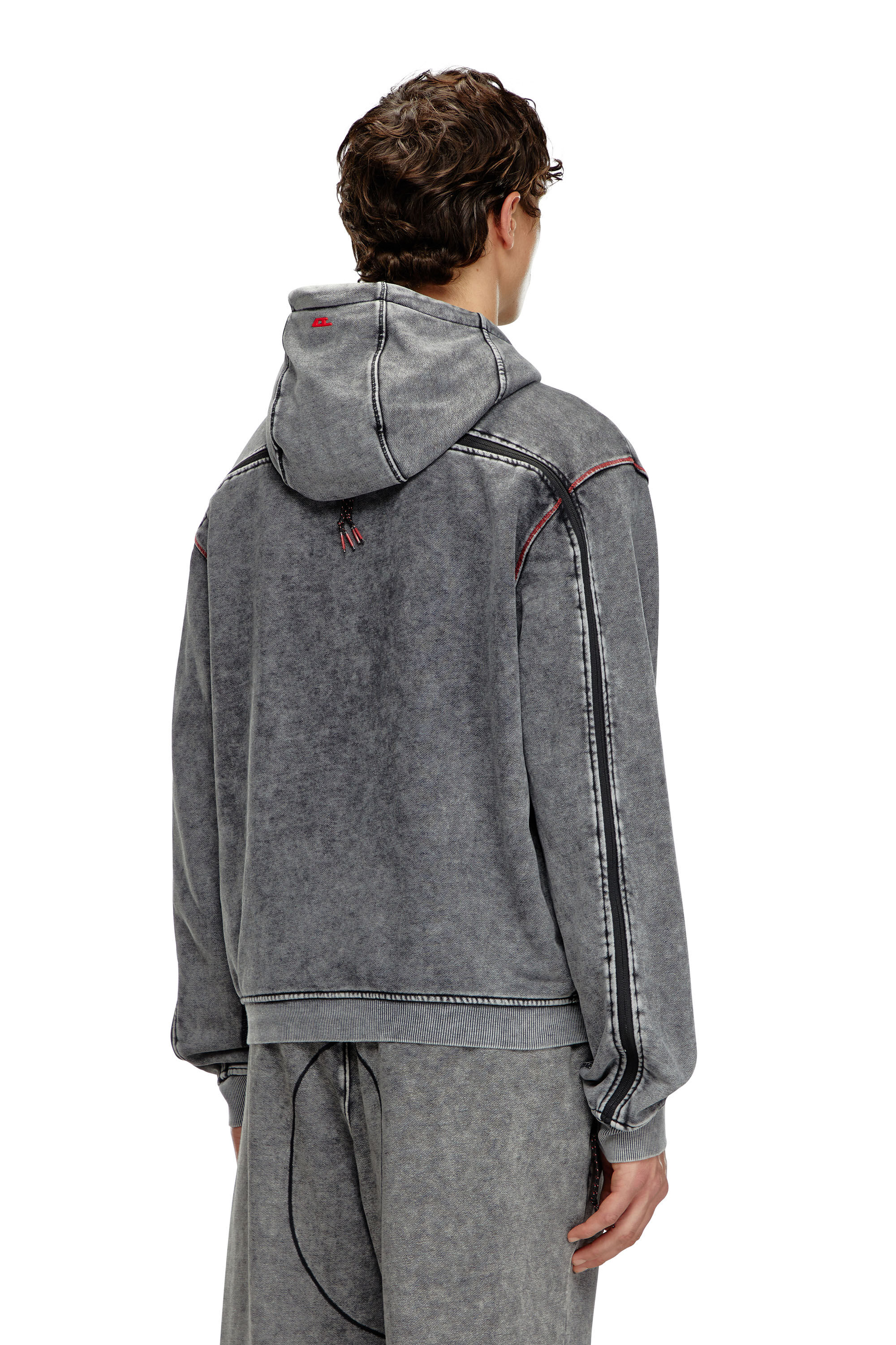 Diesel - AMST-TRANE-HT48, Hoodie sfumato con zip posteriore Uomo in Grigio - 4