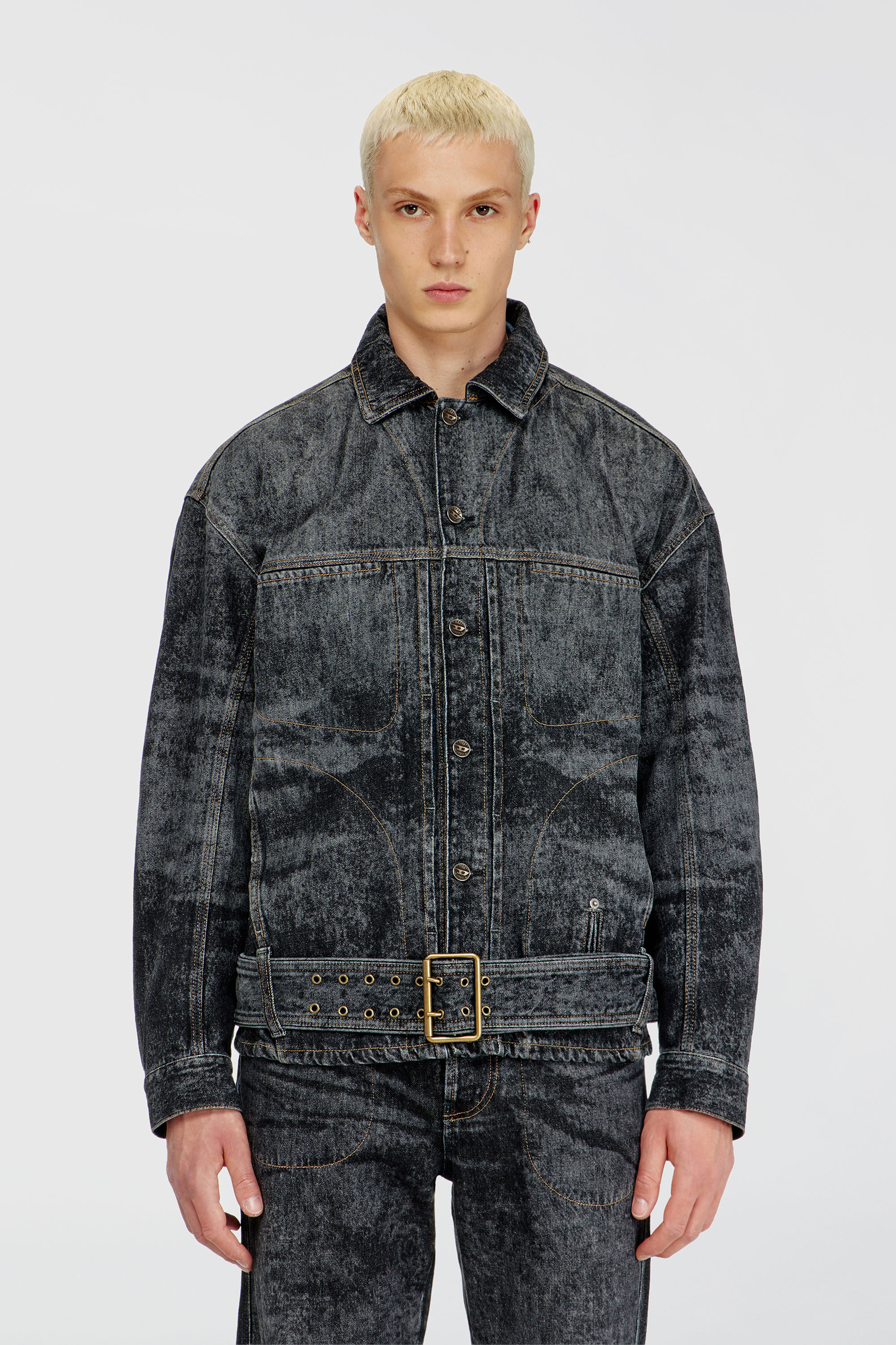 Diesel - D-VALERO-S, Giacca in denim d'ispirazione biker Uomo in Grigio - 3