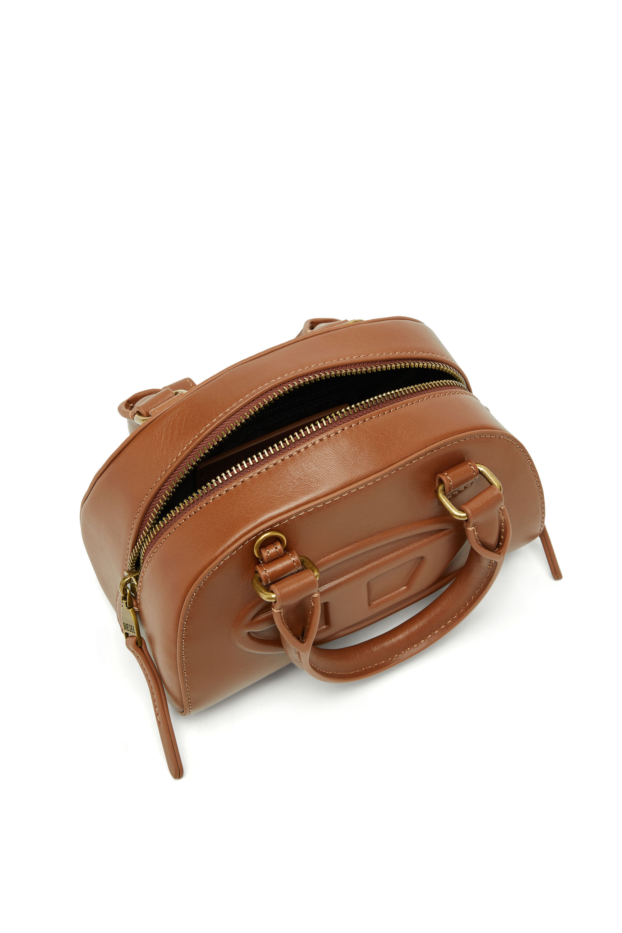 Women's 1DR Dome-Mini bowling bag in pull-up leather | Brown | Diesel