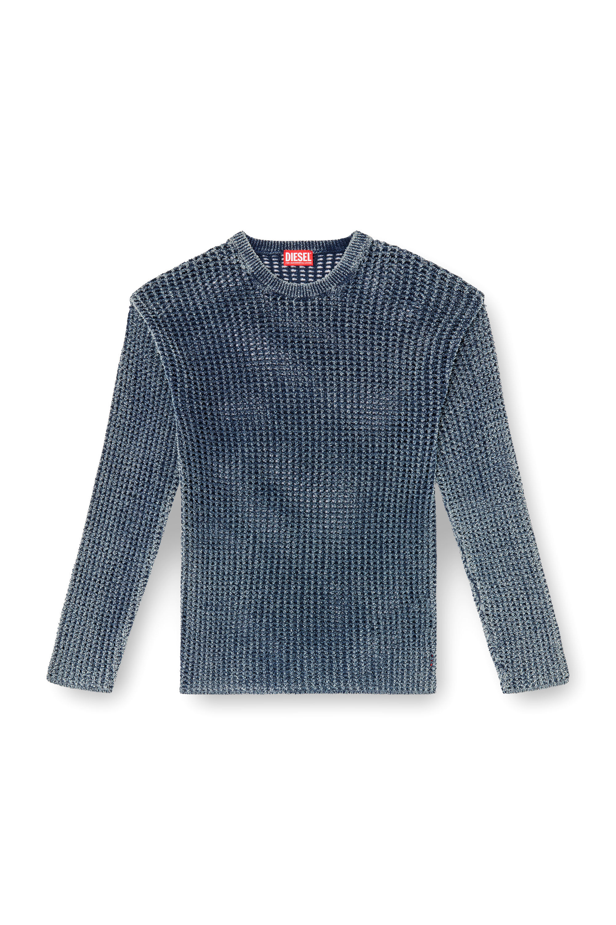 Diesel - K-REDROS, Maglia traforata in filato denim Uomo in Blu - 2