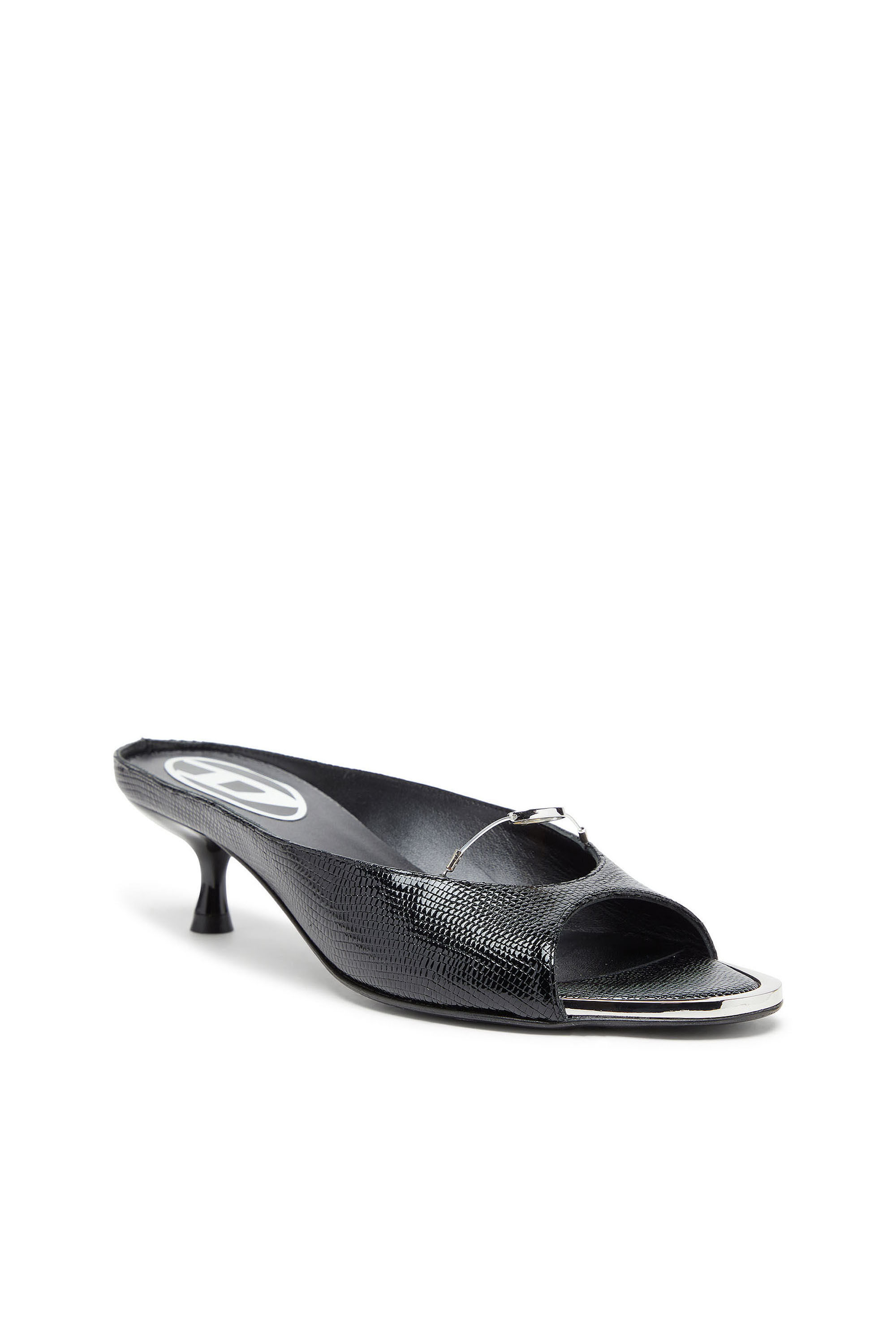 Diesel - D-DIAM'S-SA-40, D-Diam's - Mules in pelle con Oval D sospeso Donna in Nero - 6