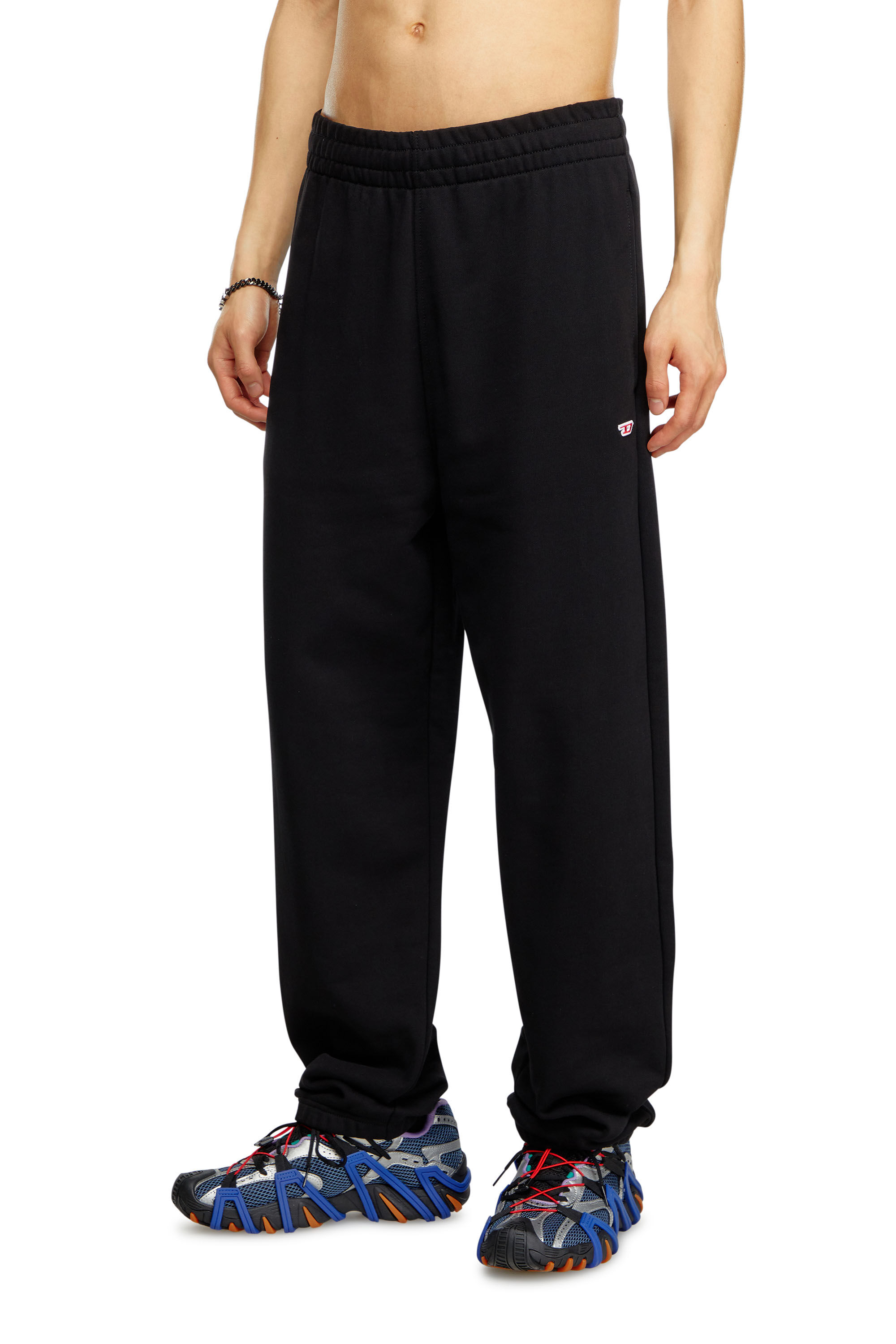 Men's Track pants with embroidered D patch | Black | Diesel