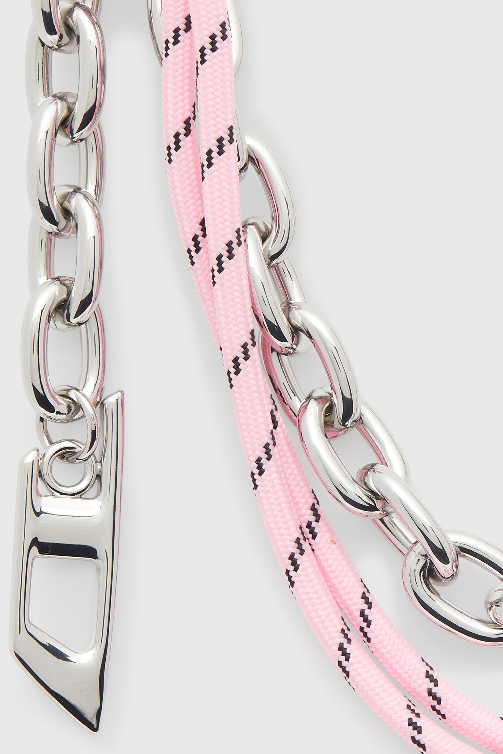 Diesel - CHAIN-D M, Ciondolo in metallo con catena e dettaglio corda Donna in Argento - 2