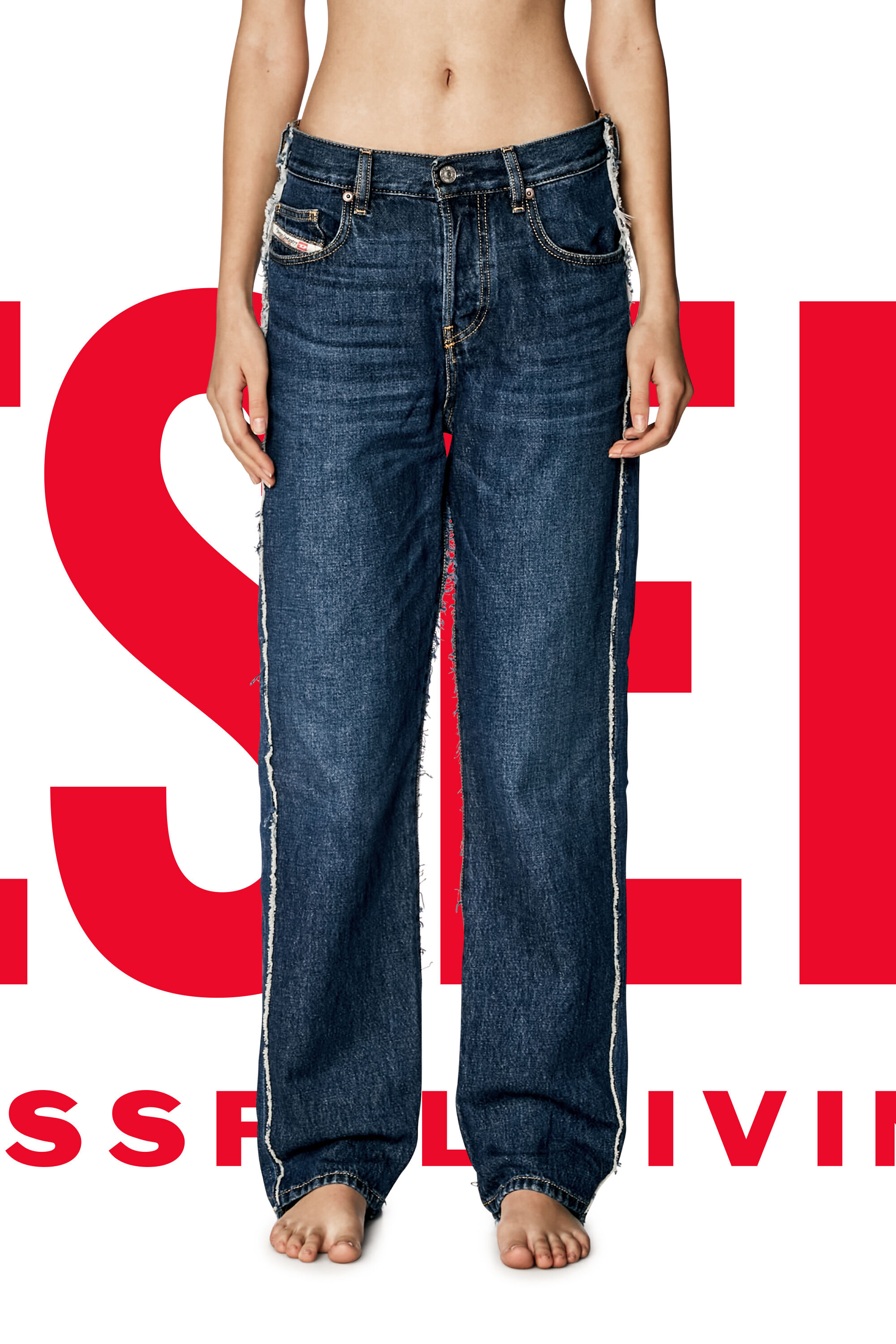 Diesel - Straight Jeans Dieseloves 03 09K47, Blu medio - Image 8