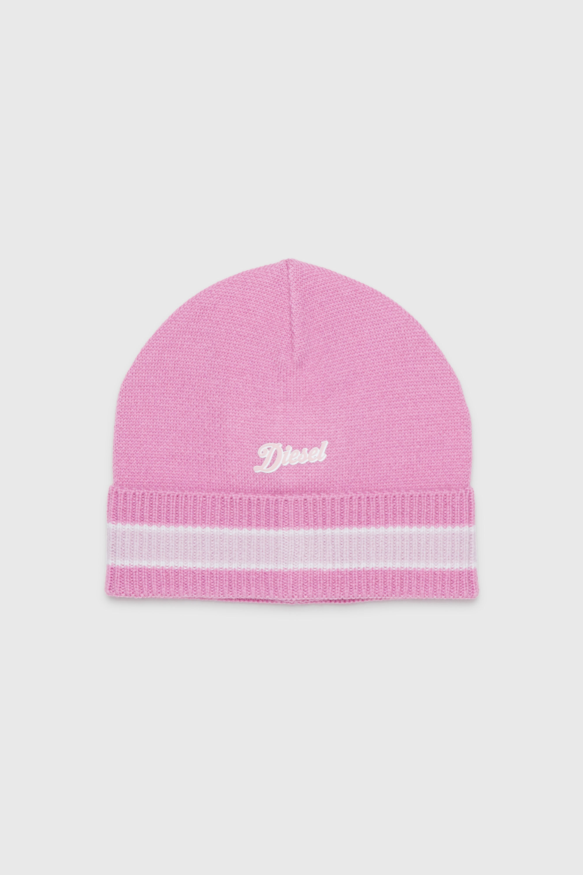 Diesel - FMOB, Beanie a righe in misto lana Unisex in Rosa - 1