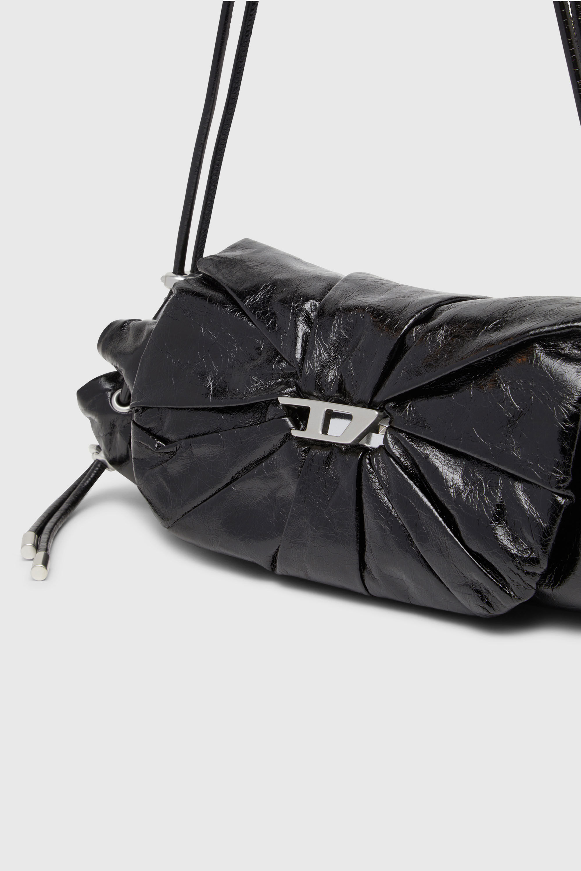 Diesel - SCRUNCH-D SHOULDER S, Scrunch-D-Borsa a spalla piccola arricciata in pelle lucida Donna in Nero - 6