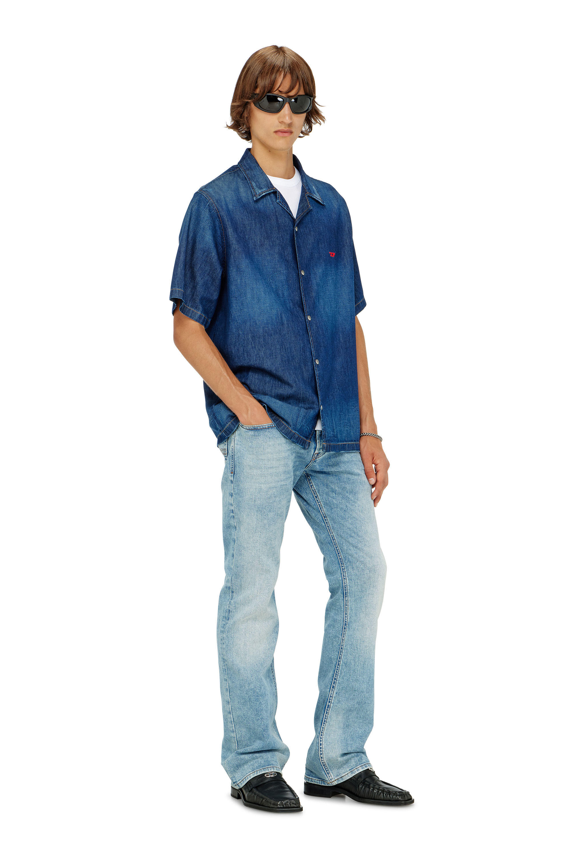 Diesel - D-NABIL-D, Camicia in denim a maniche corte Uomo in Blu - 1
