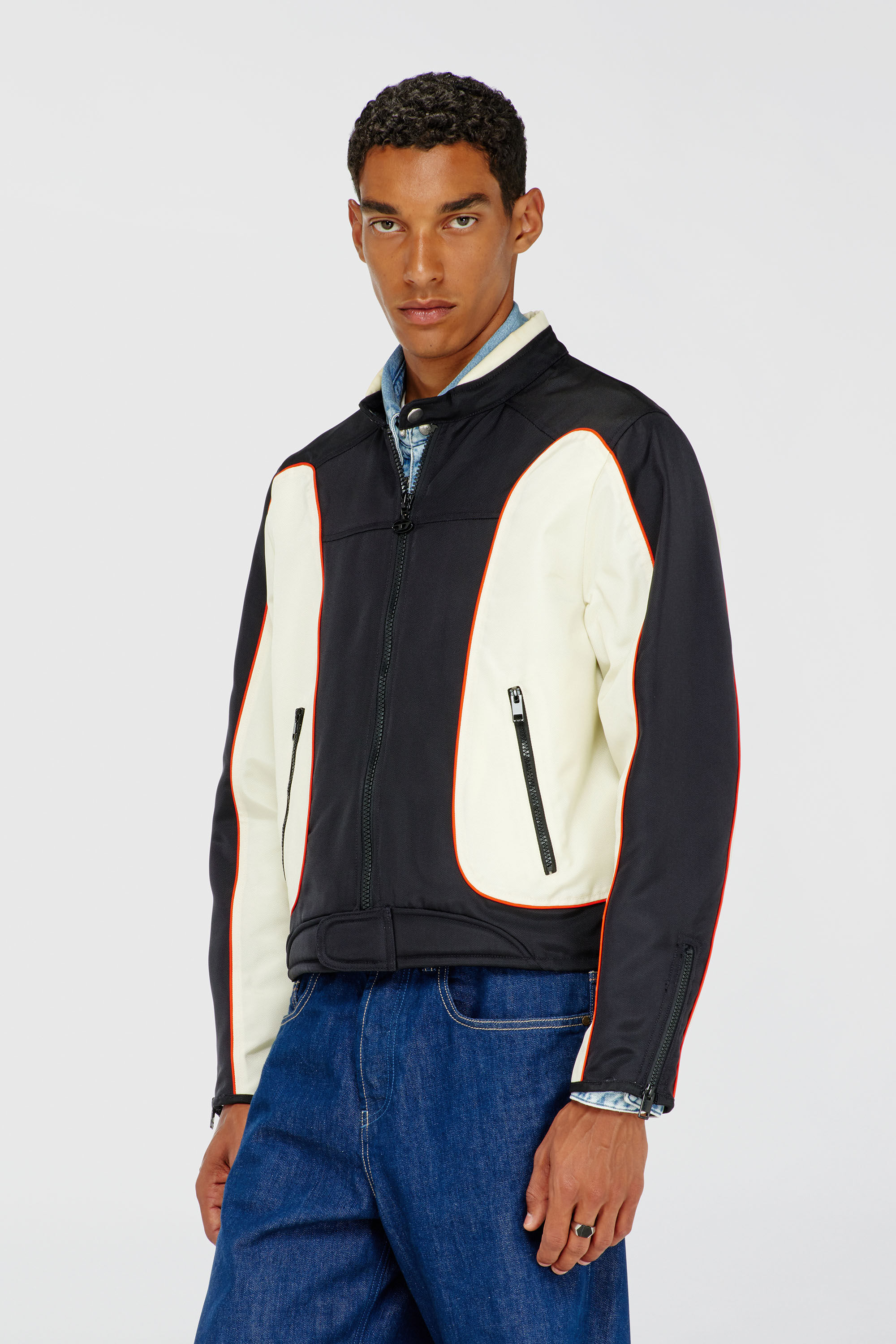 Diesel - J-BLINK-A, Giacca biker color block con piping Uomo in Multicolor - 3