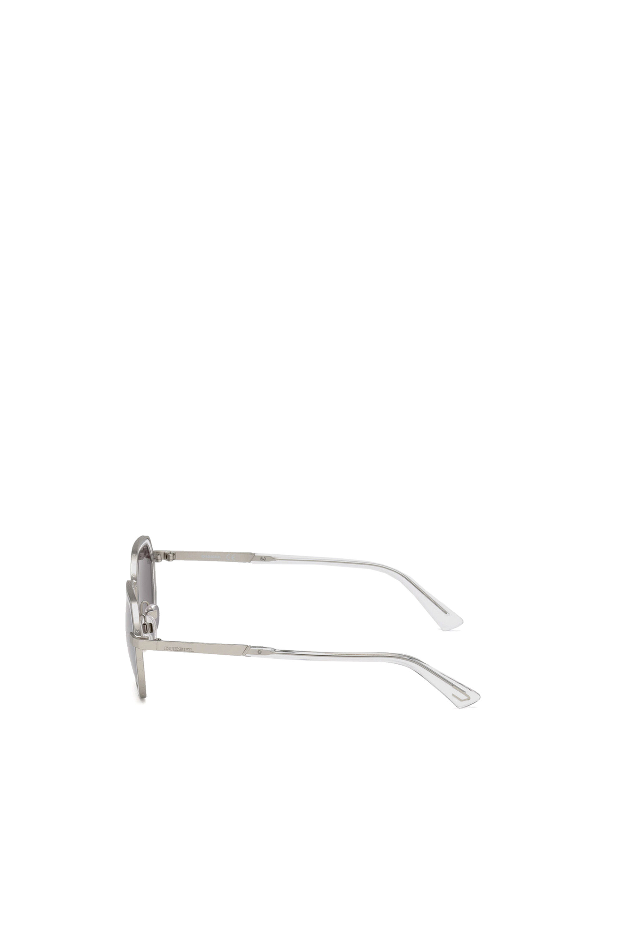 Diesel - DL0267, Occhiali esagonali con dettagli trasparenti Unisex in Grigio - 4