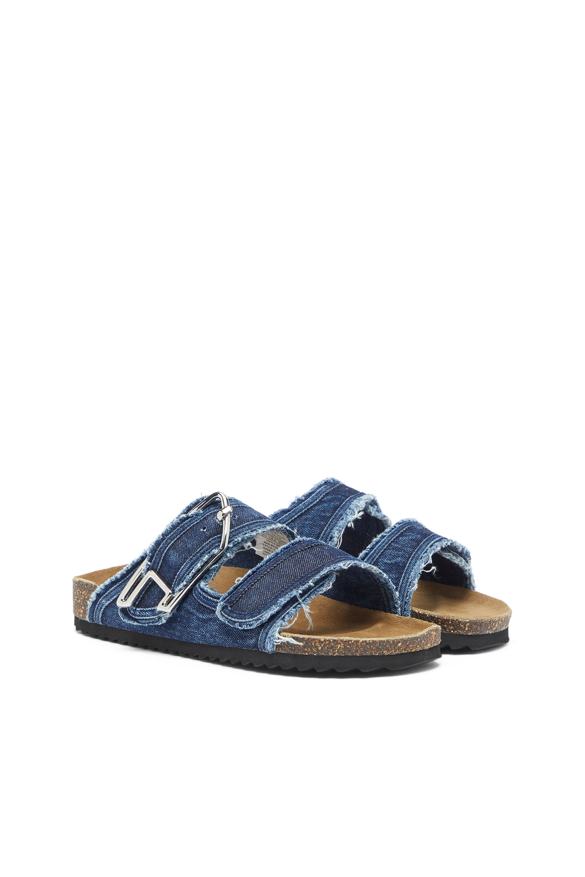 Diesel - D-WOODSTOCK D SANDAL W, D-Woodstock - Ciabatte con fasce in denim a taglio vivo Donna in Blu - 2