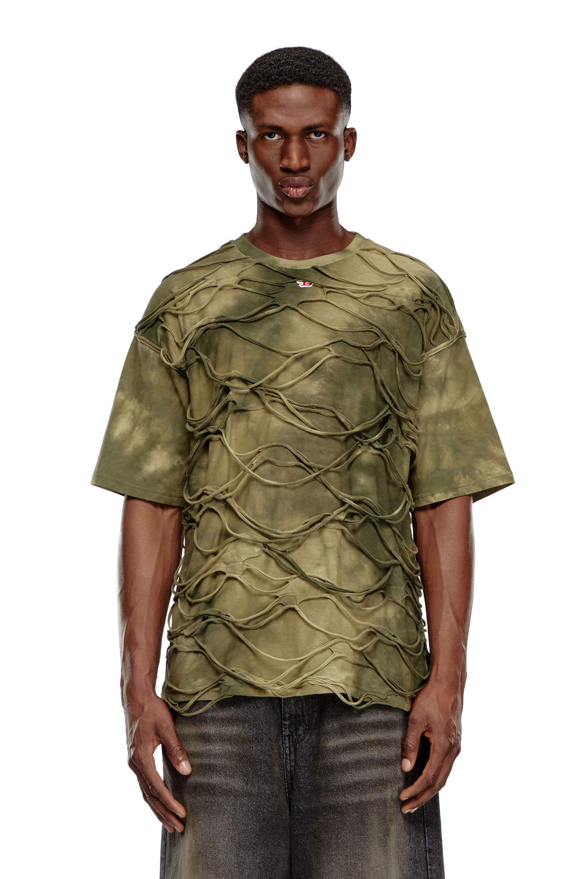 Diesel - T-BOXKET, Uomo T-shirt tie-dye con fili fluttuanti in Verde - Image 5